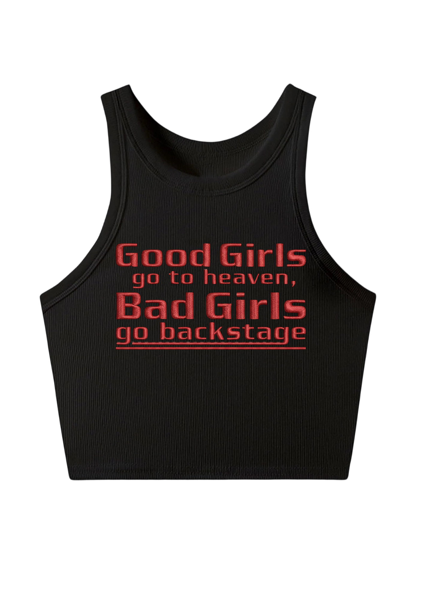 Good Girls Go To Heaven Embroidery Y2K Crop Tank Top