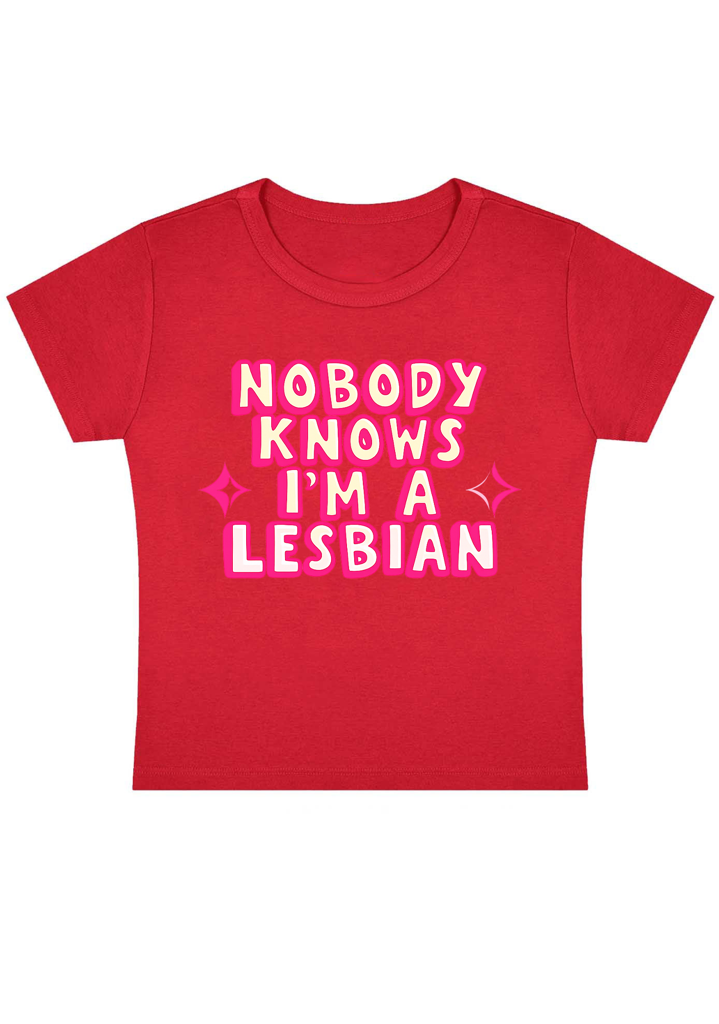 Nobody Knows I'm A Lesbian Y2K Baby Tee