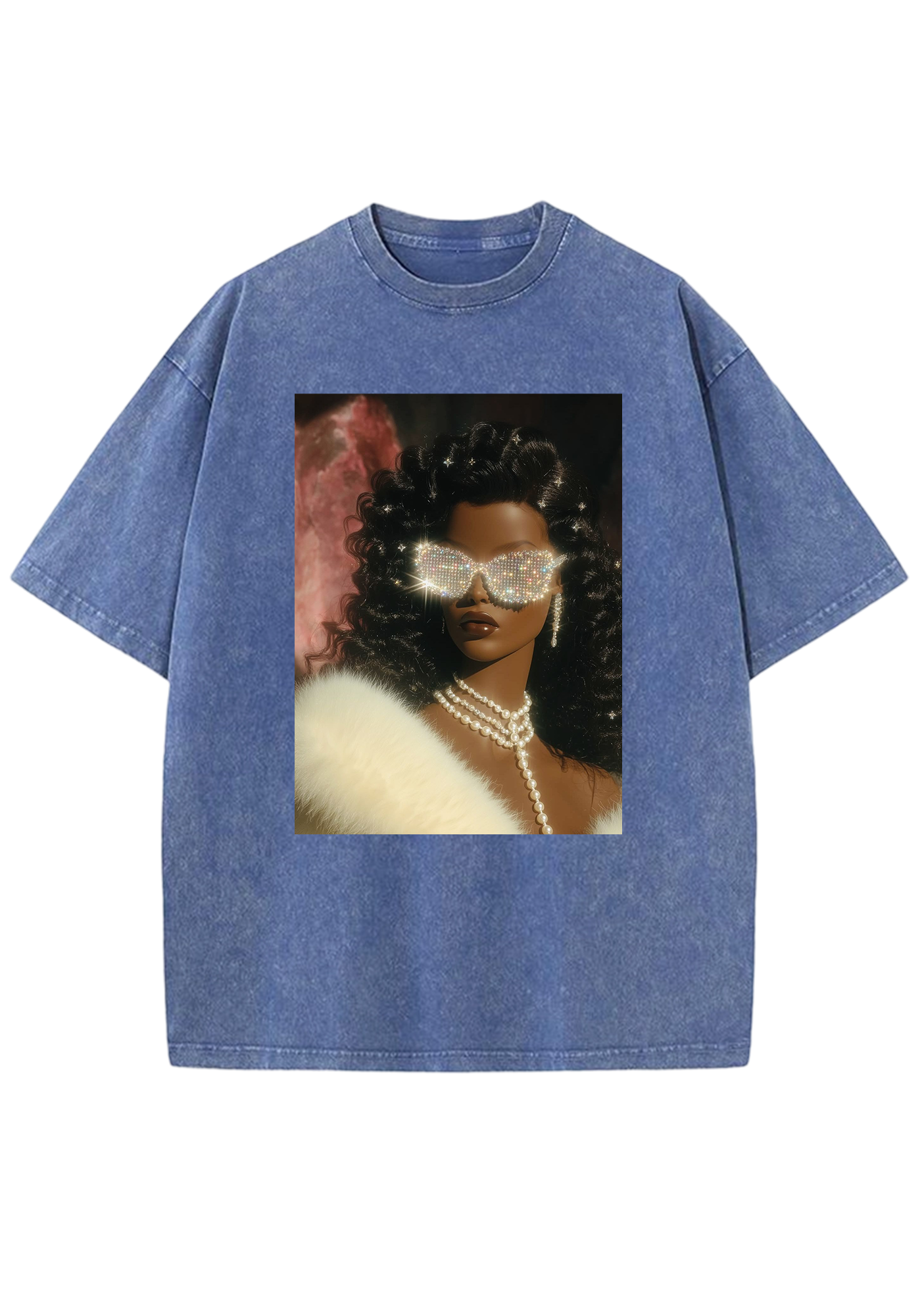Diamond Sunglasses Luxe Black Barbie Y2K Washed Tee