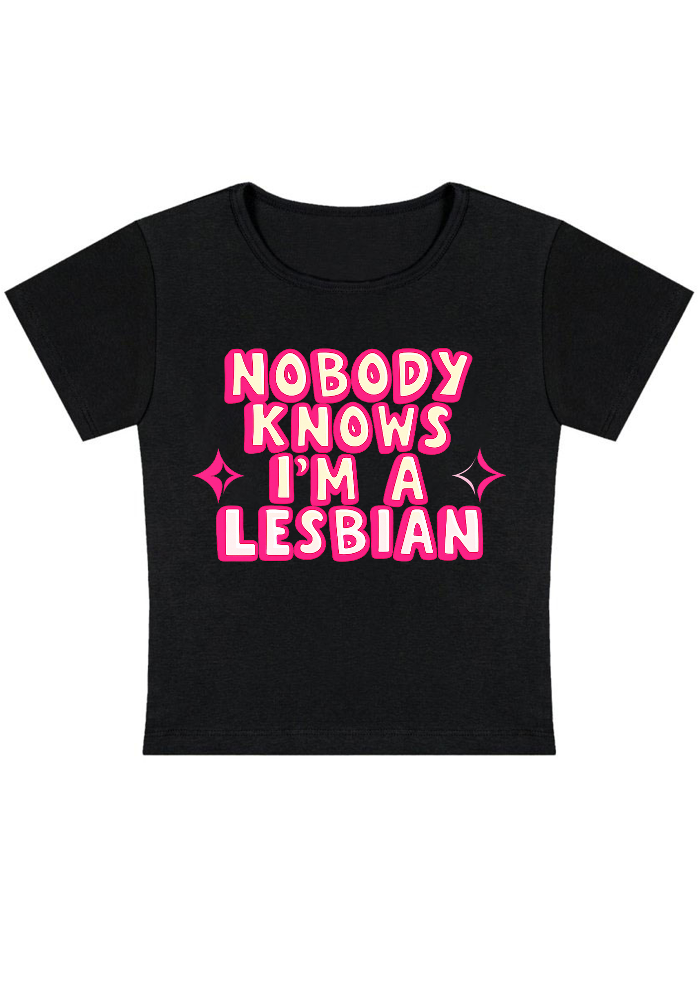 Nobody Knows I'm A Lesbian Y2K Baby Tee