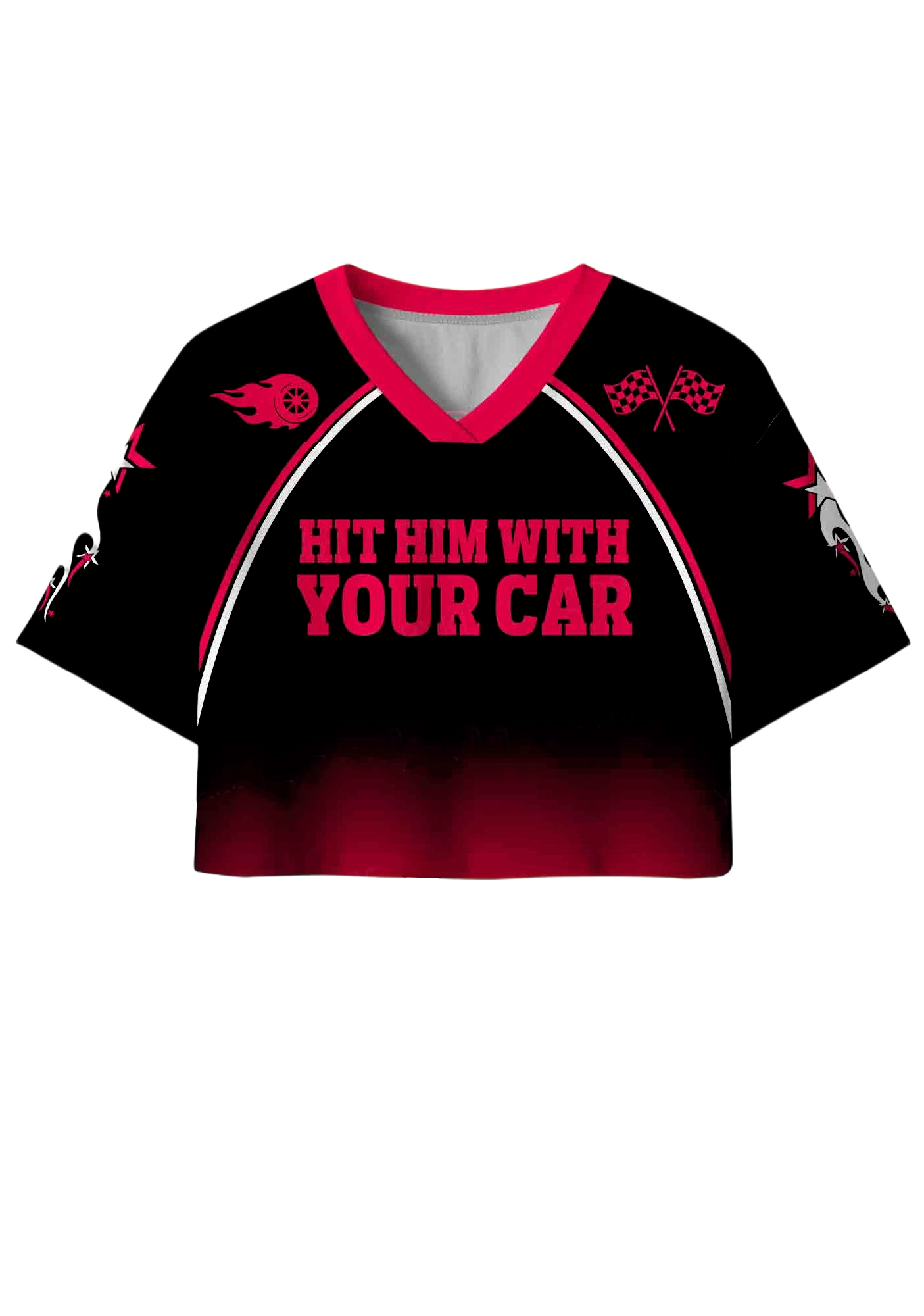 Hit Him With Your Car Y2K Crop Sport Jersey Shirts