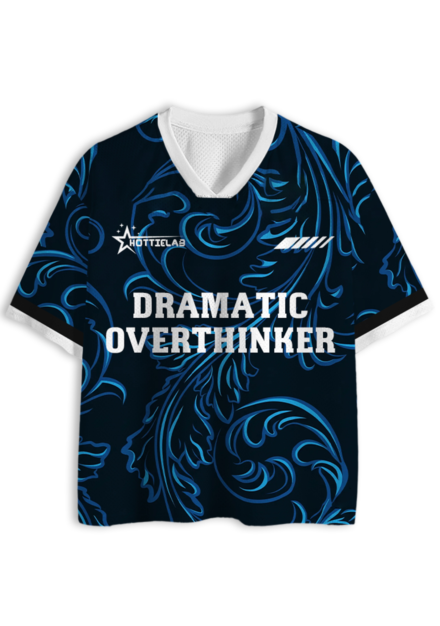 Dramatic Overthinker Blue Swirl Y2K Jersey Shirts
