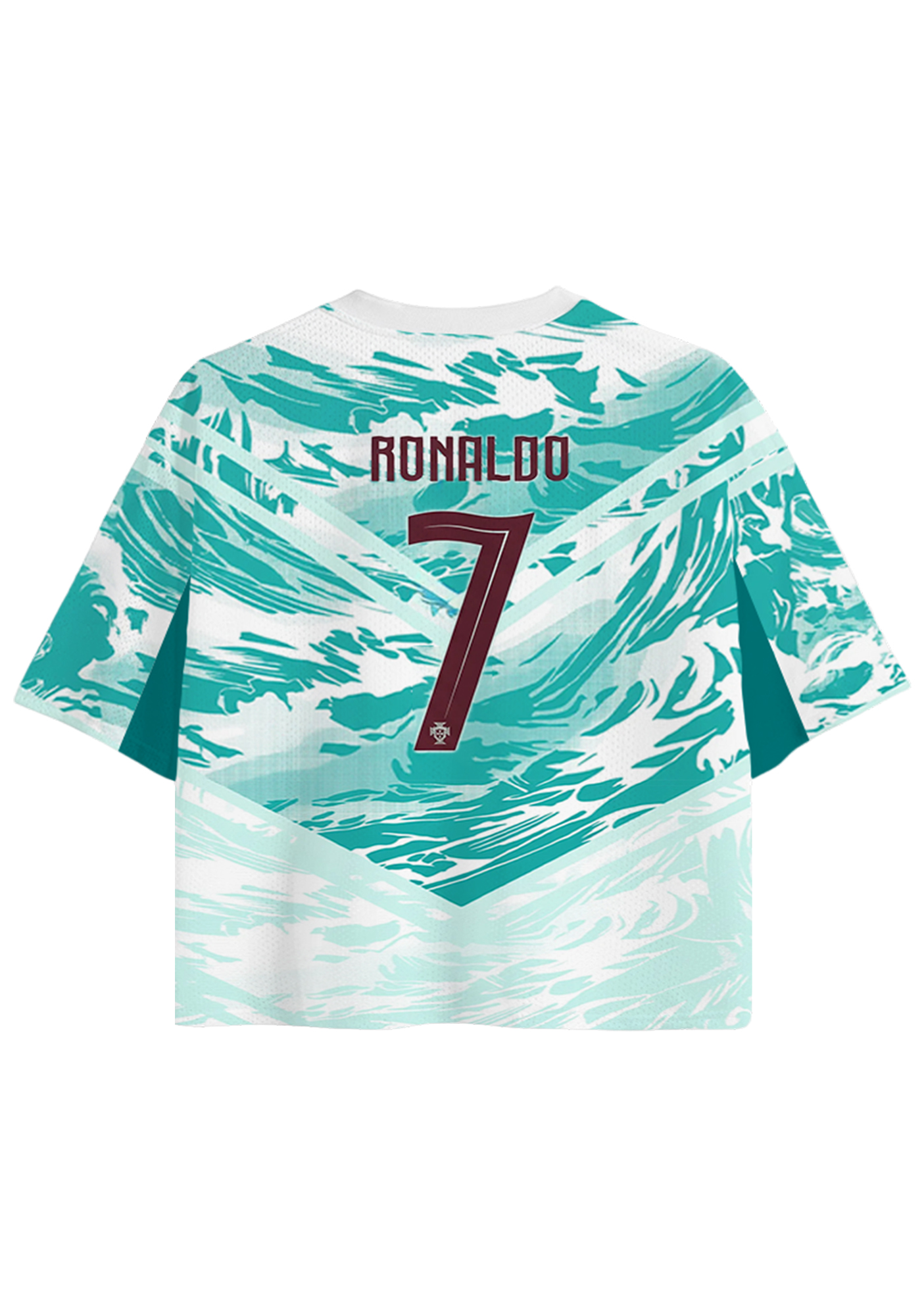 Portugal Ocean Wave Retro Football Cropped Jersey Shirt