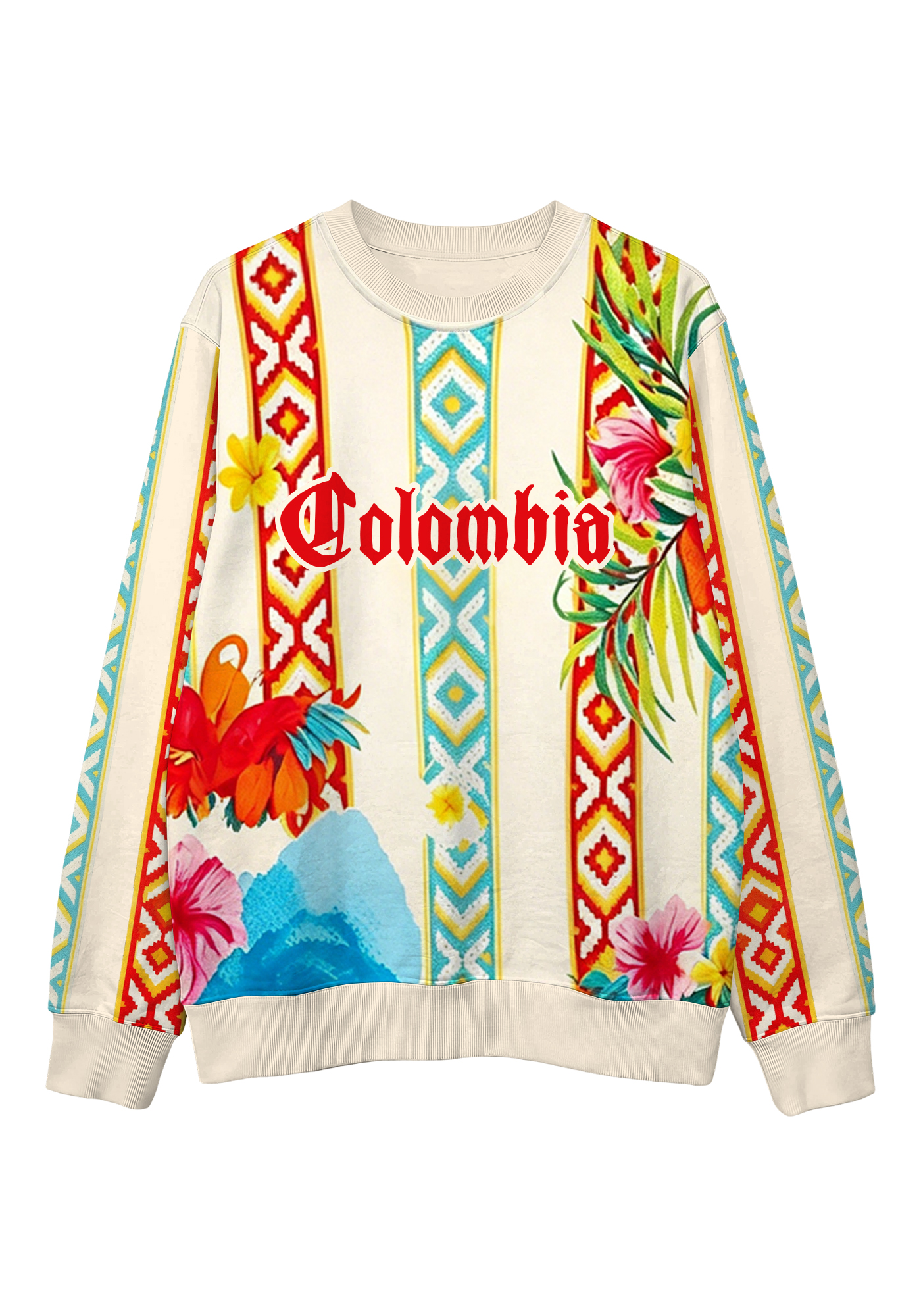 Tropical Floral Tribal Colombia Graphic Casual Sweatshirt 