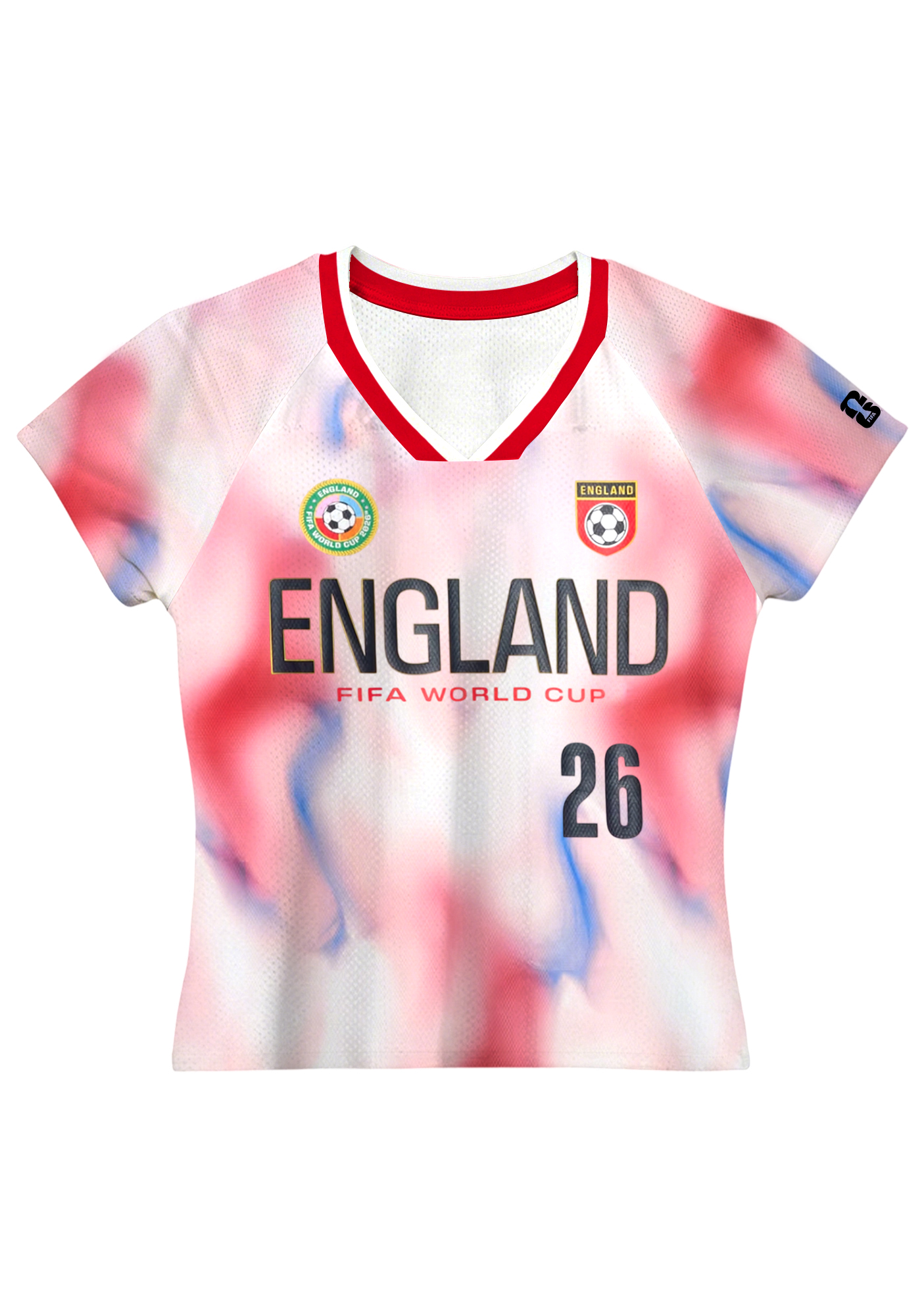 Red & Pink Tie-Dye England 2026 World Cup Mesh Baby Tee