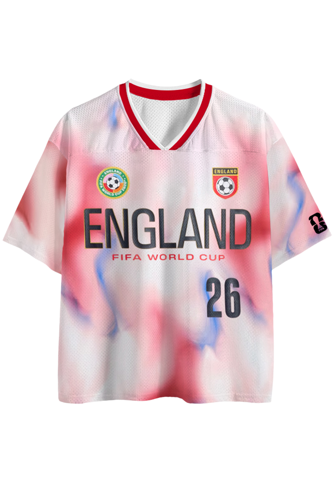 Red & Pink Tie-Dye England 2026 World Cup Mesh Jersey Shirts