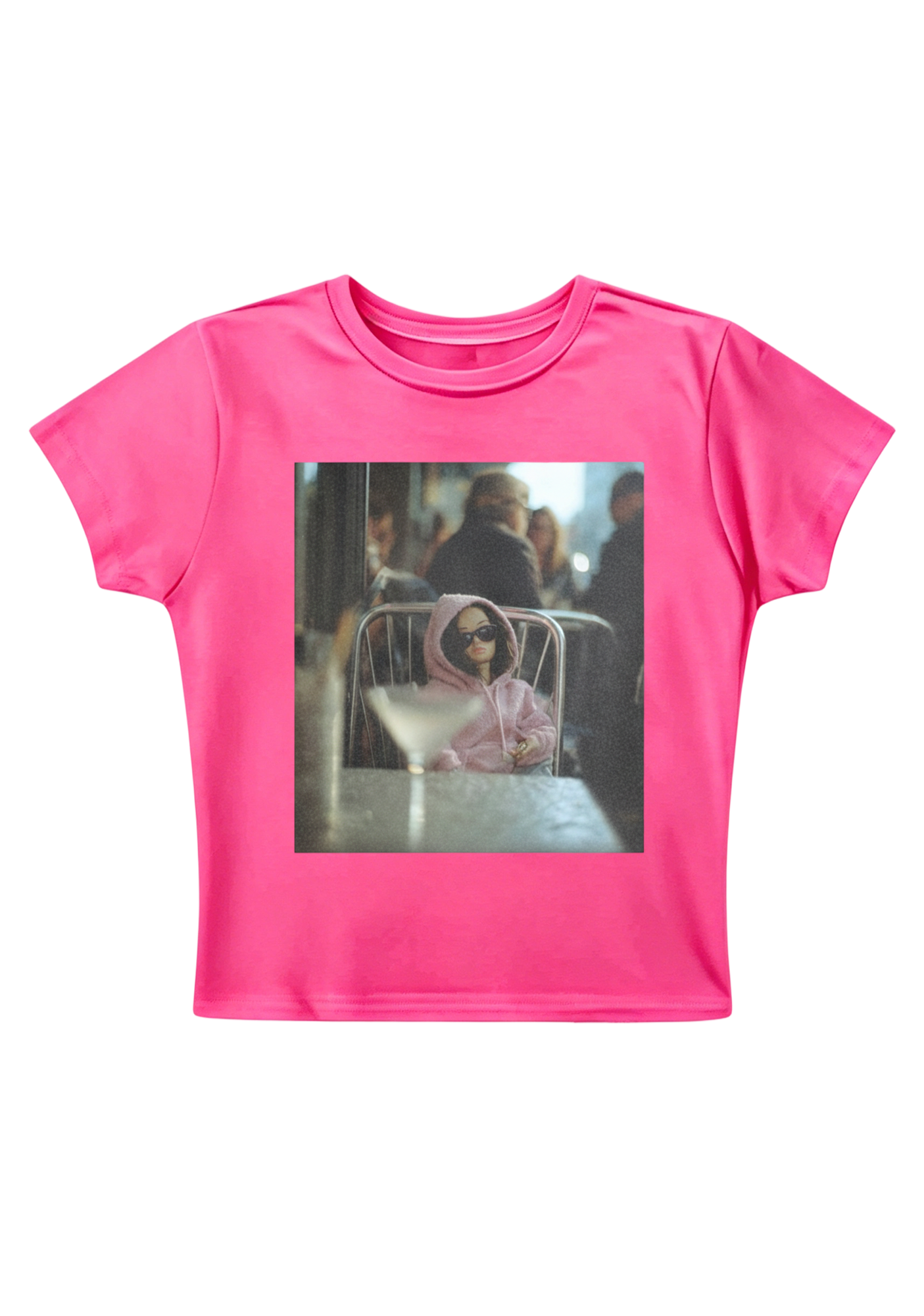 Moody Barbie at the Cafe Y2K Baby Tee