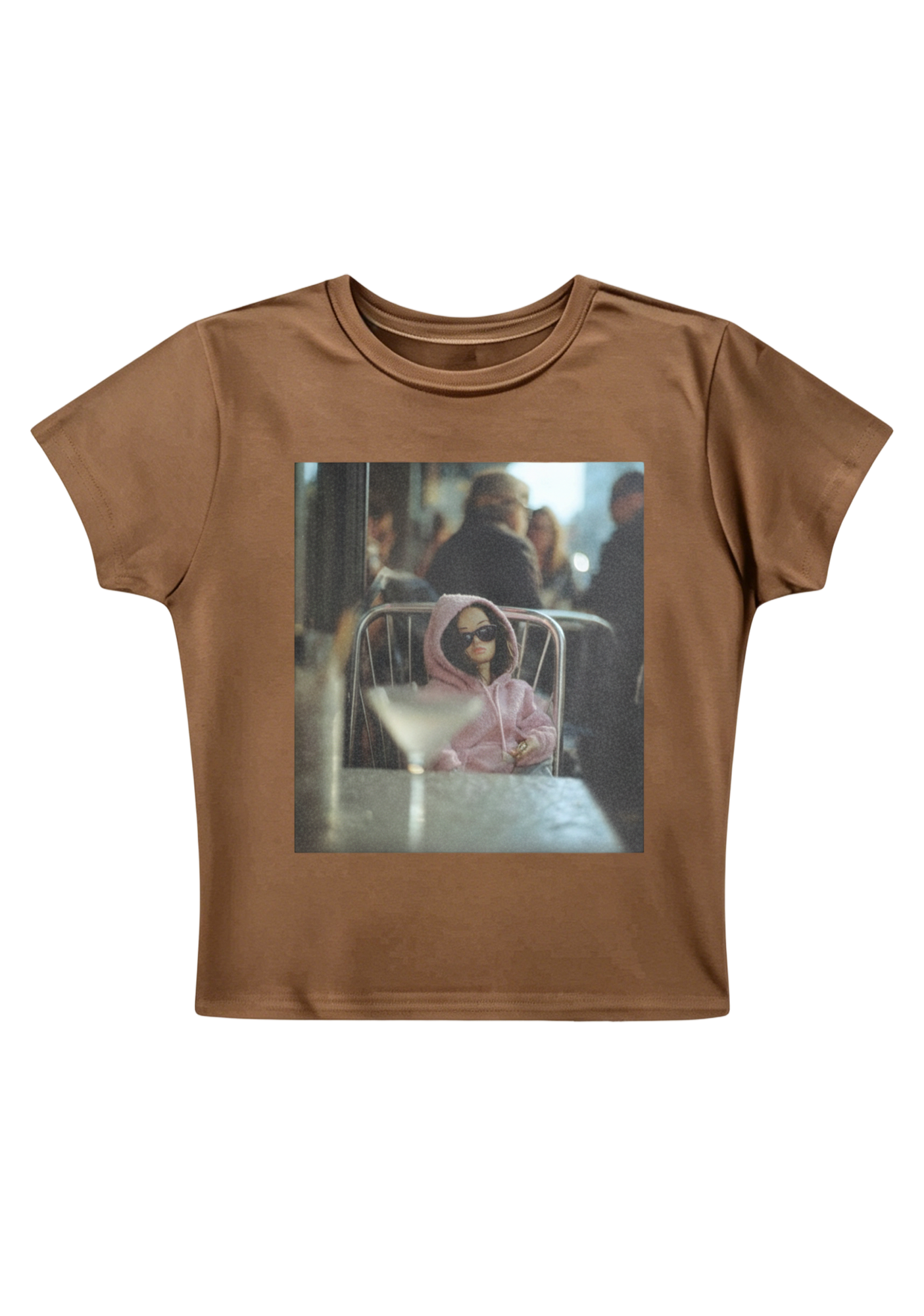 Moody Barbie at the Cafe Y2K Baby Tee