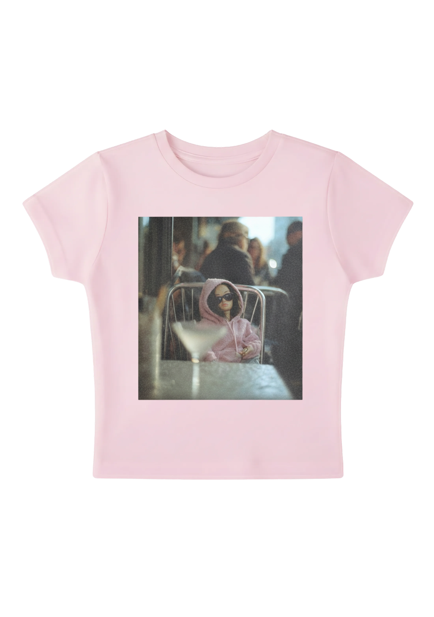 Moody Barbie at the Cafe Y2K Baby Tee
