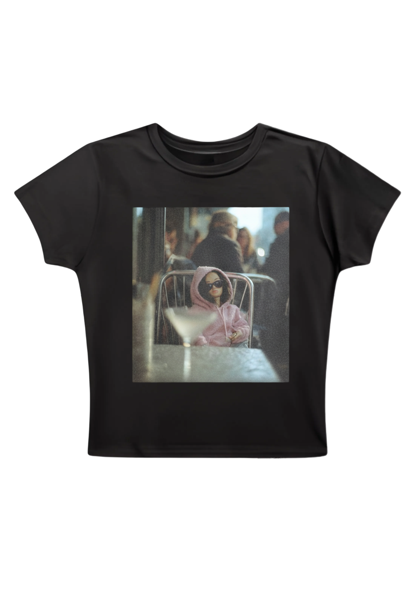 Moody Barbie at the Cafe Y2K Baby Tee