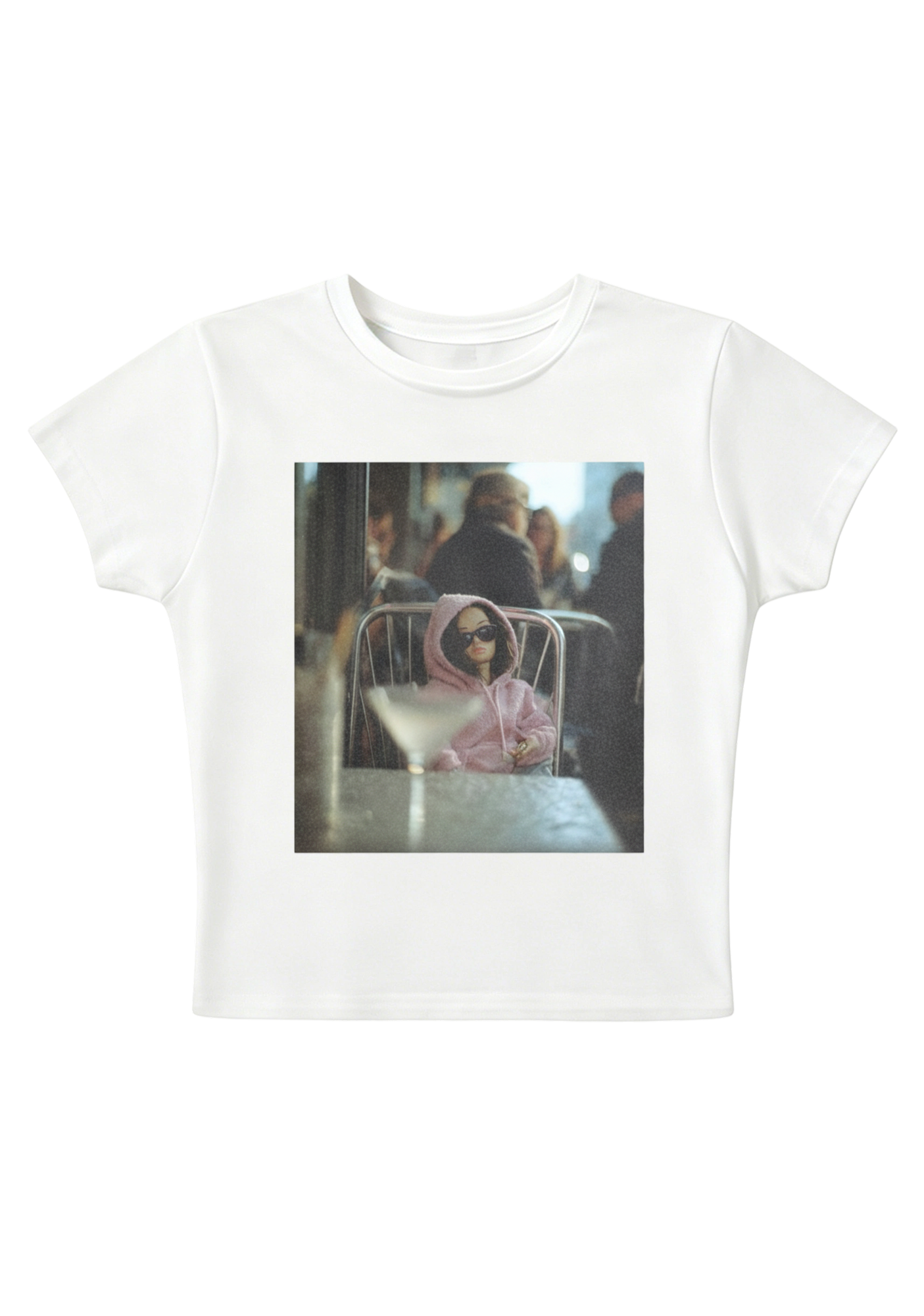 Moody Barbie at the Cafe Y2K Baby Tee