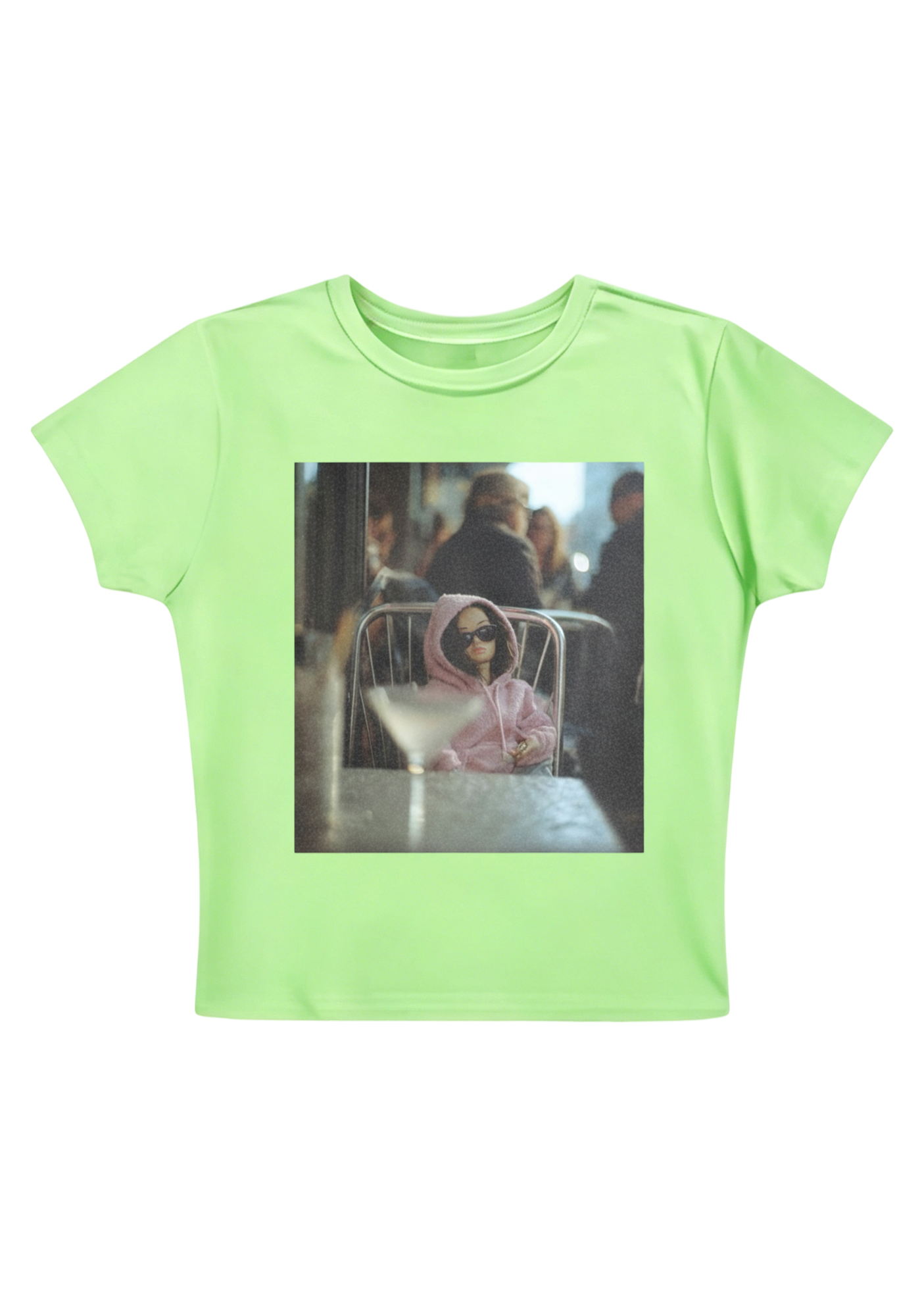 Moody Barbie at the Cafe Y2K Baby Tee