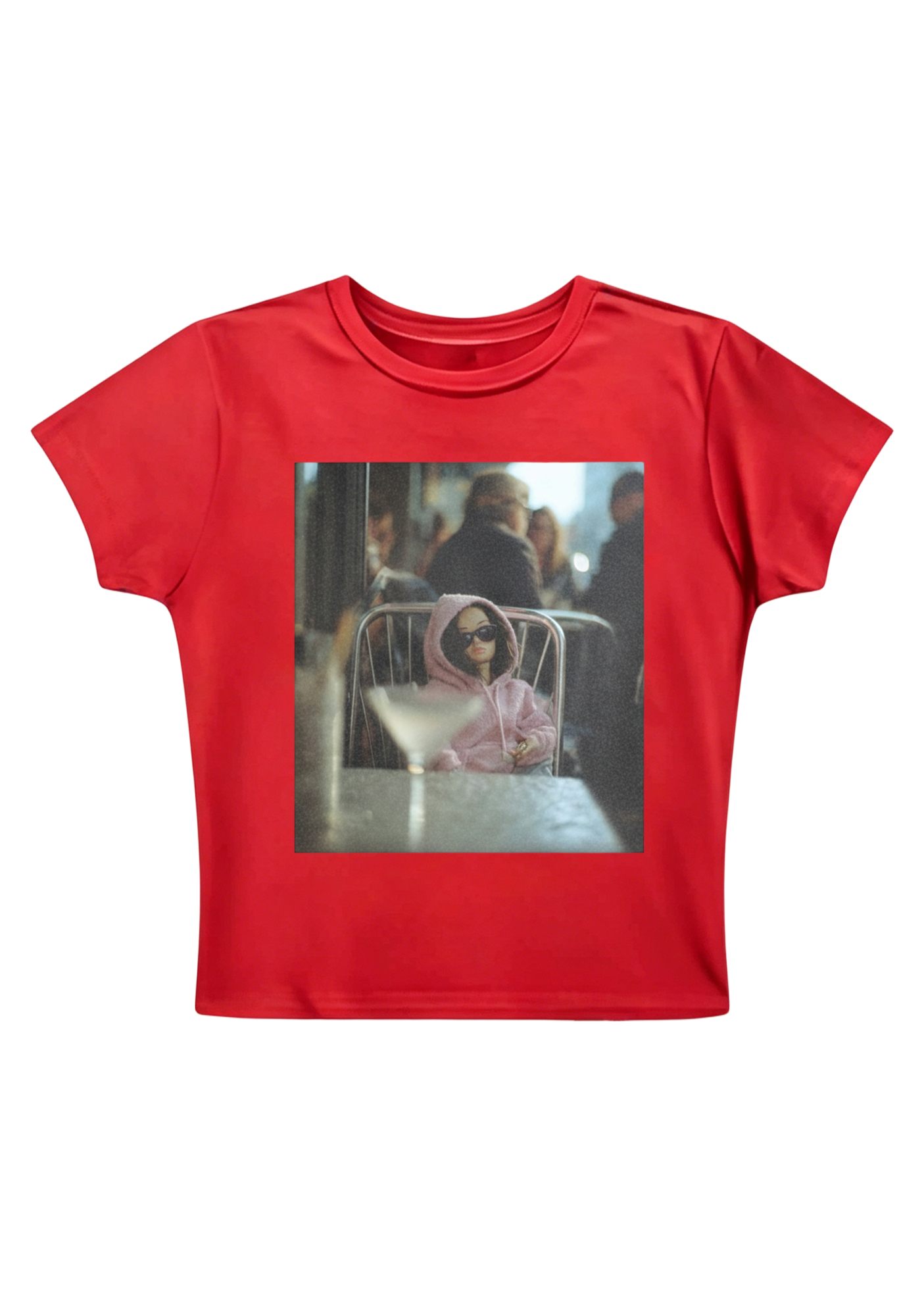 Moody Barbie at the Cafe Y2K Baby Tee