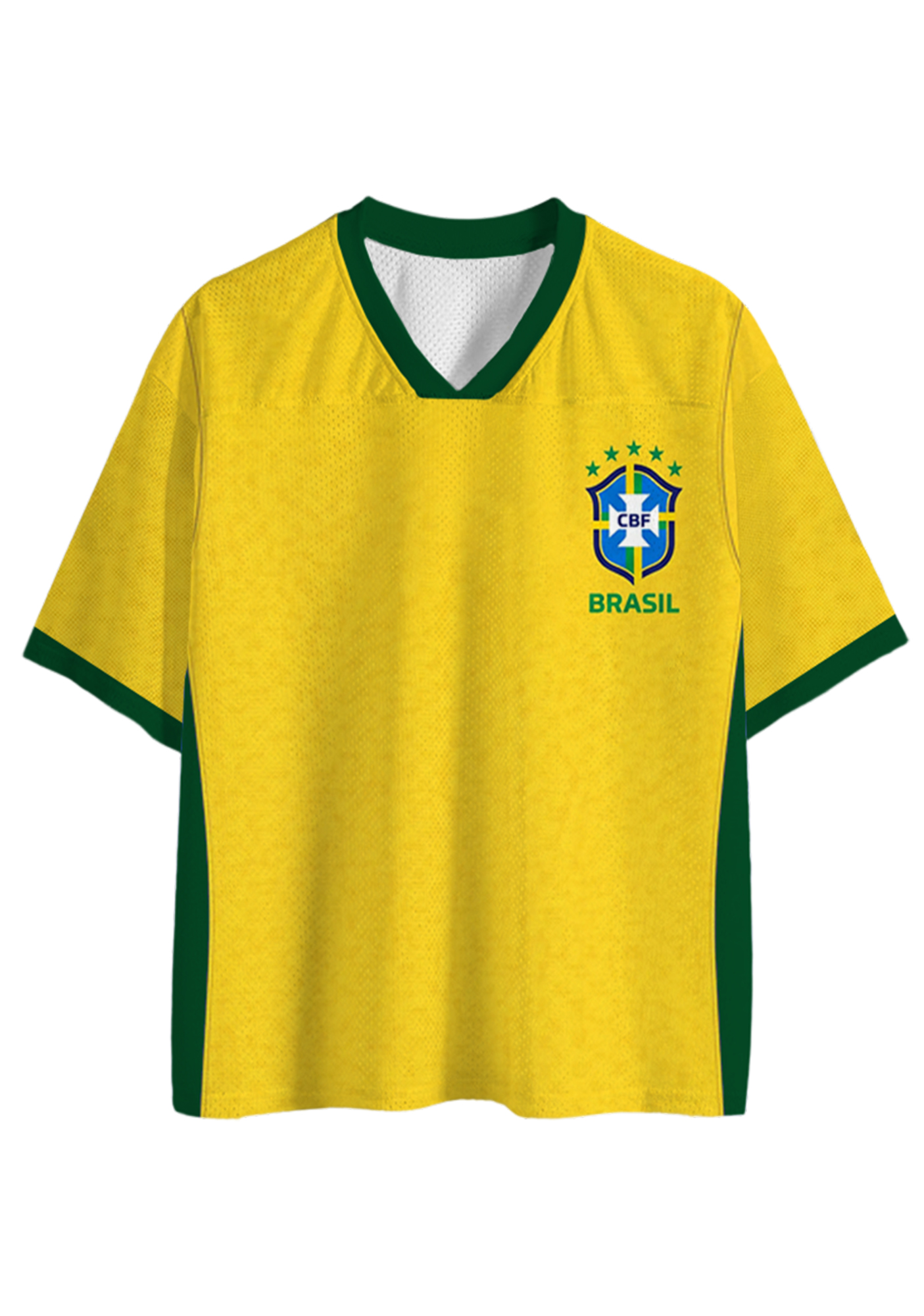 Brasil Sunburst Yellow Retro Football Mesh Jersey Shirts