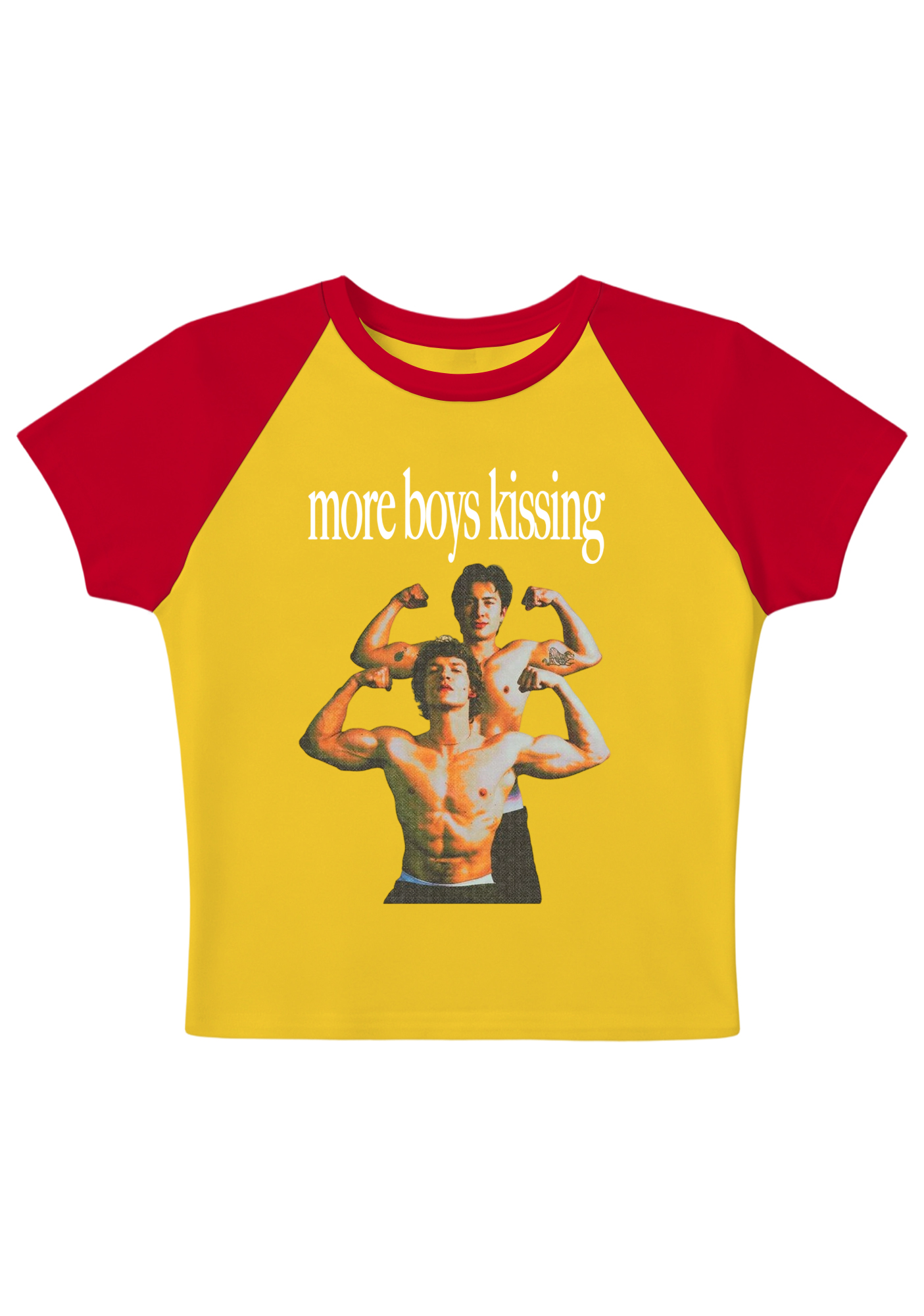 More Boy Kissing Graphic Y2K Baby Tee
