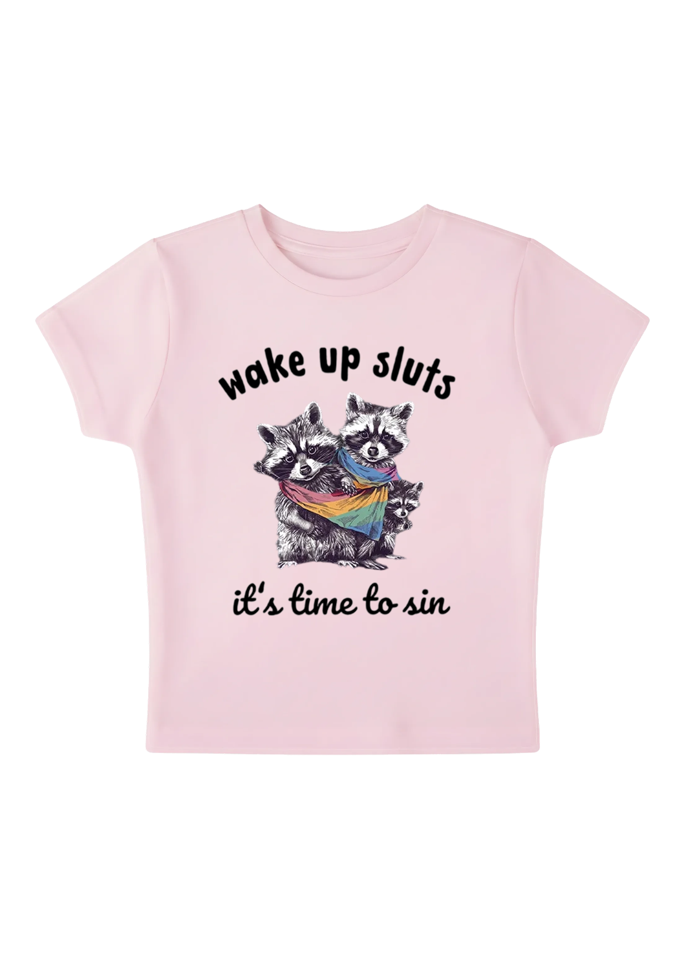 Wake Up Sluts It's Time To Sin Y2K Baby Tee