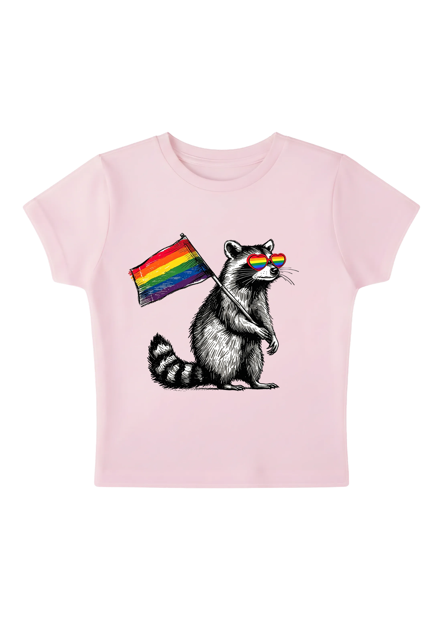 Raccoon Pride Vibes Y2K Baby Tee