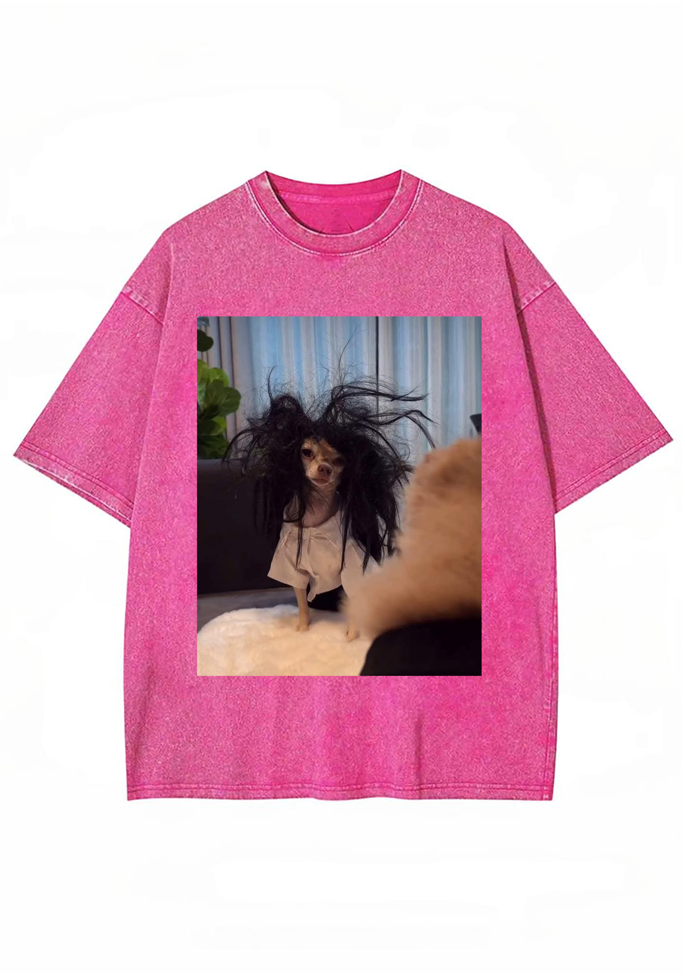 Retro Crazy Hair Chihuahua Meme Washed Tee