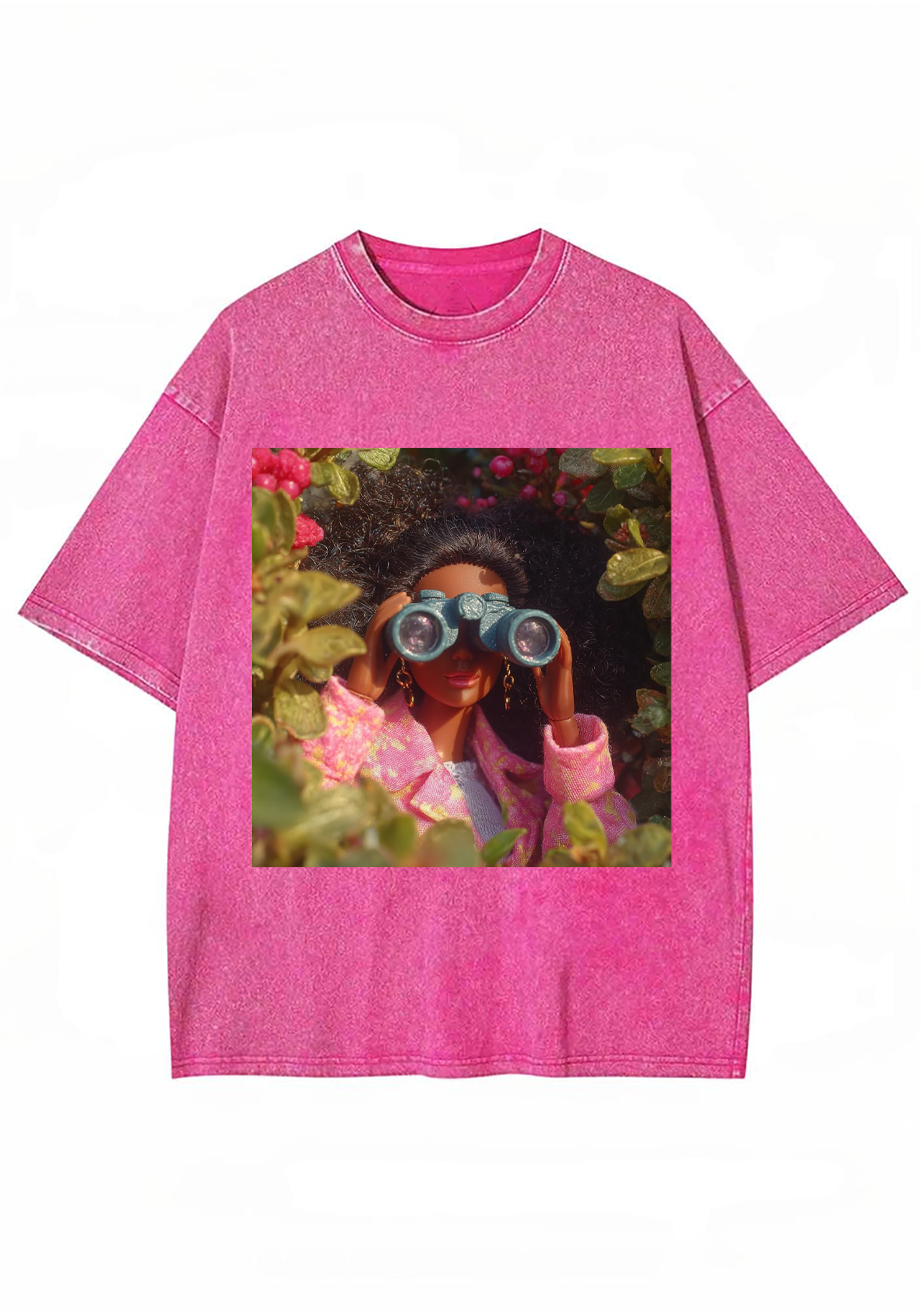 Nature Explorer Black Barbie Binoculars Y2K Washed Tee