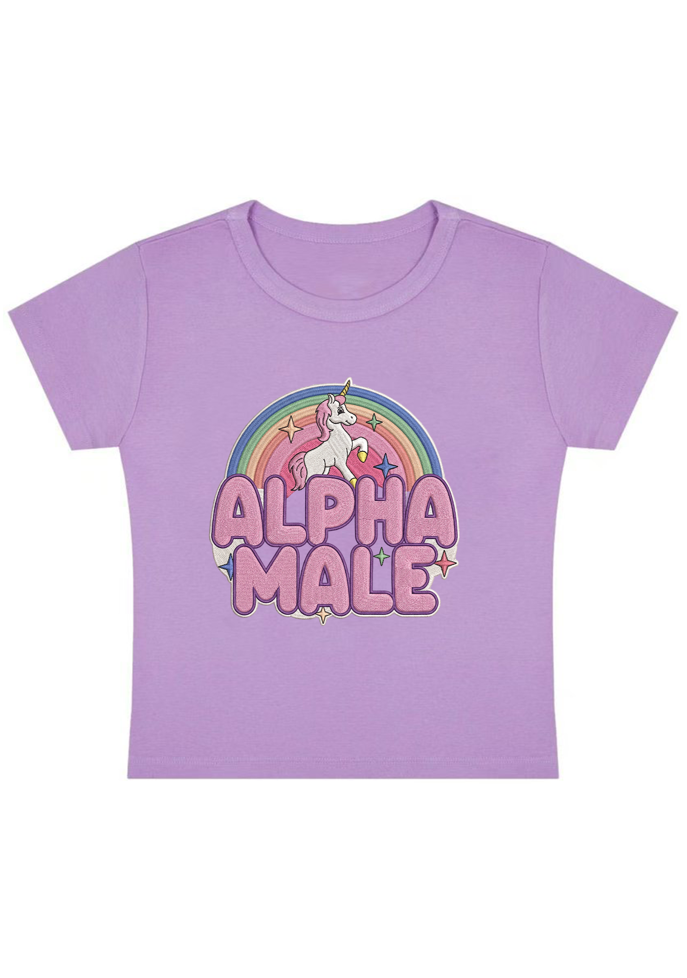 Alpha Male Embroidery Y2K Baby Tee