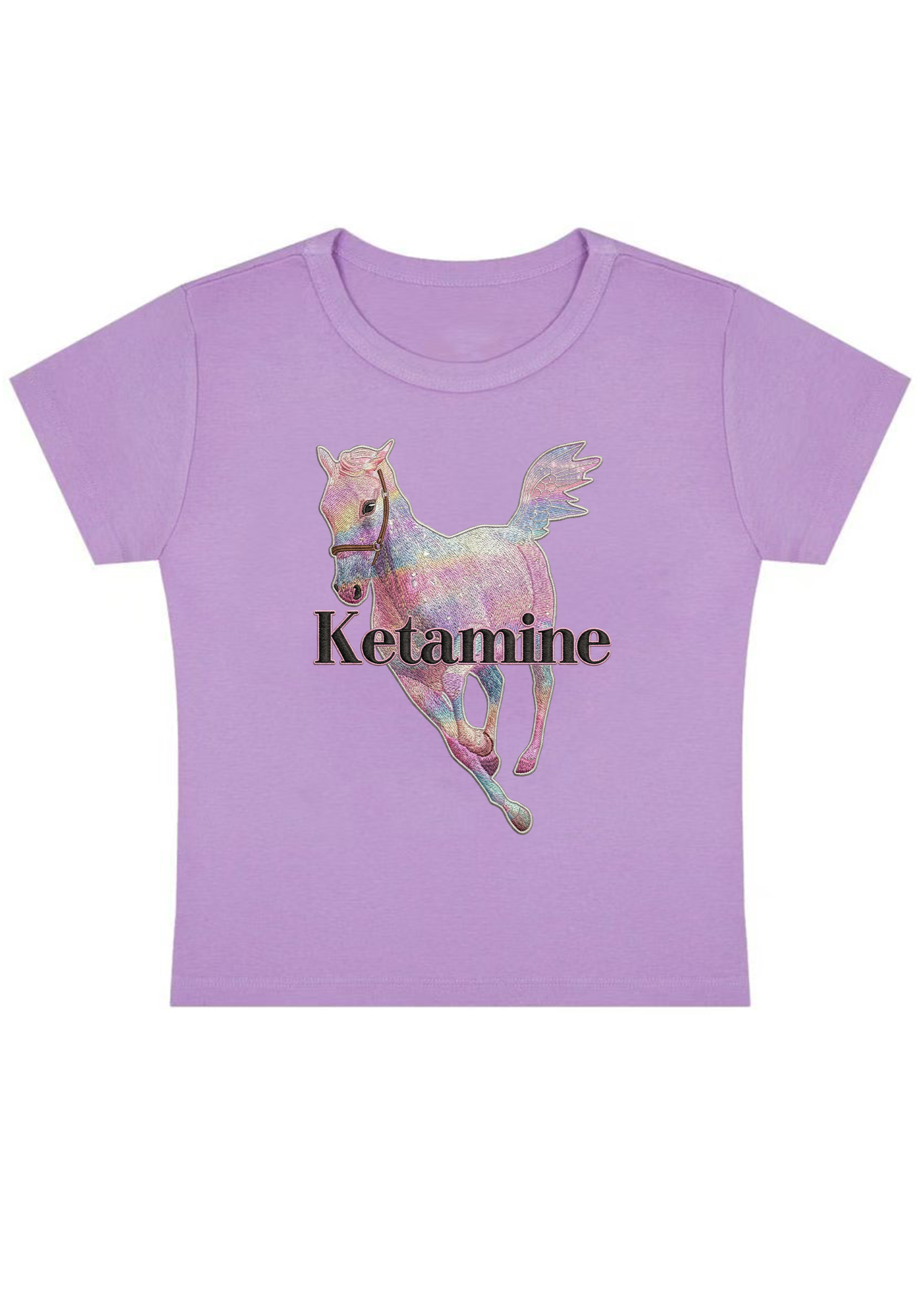 Ketamine Embroidery Y2K Baby Tee