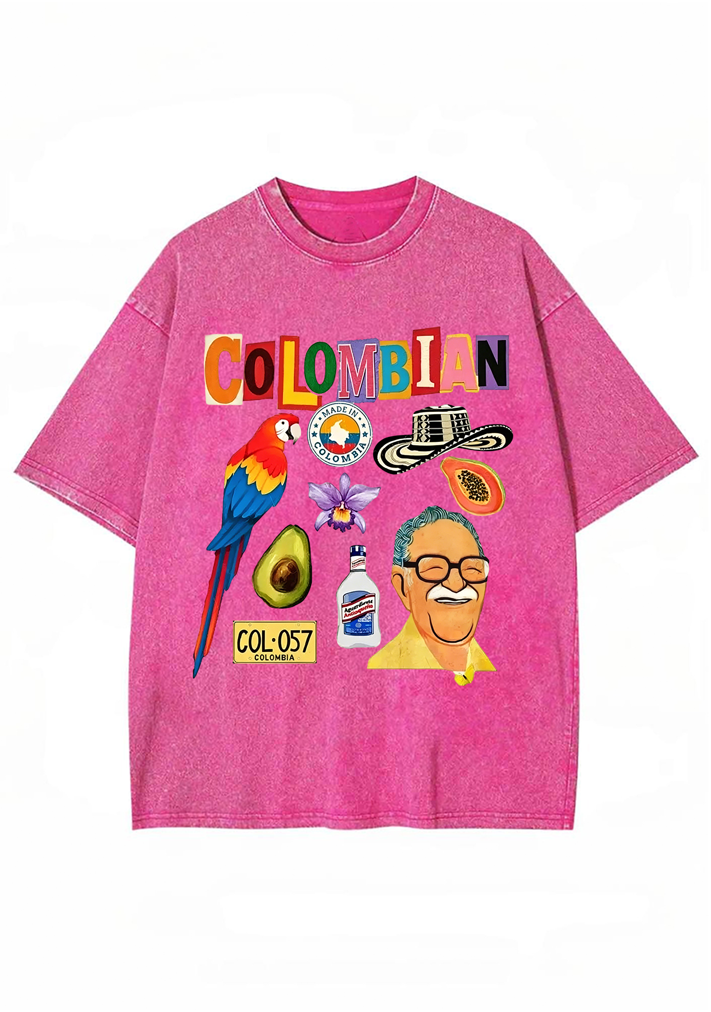 Colombian Culture Collage Graphic Washed Tee