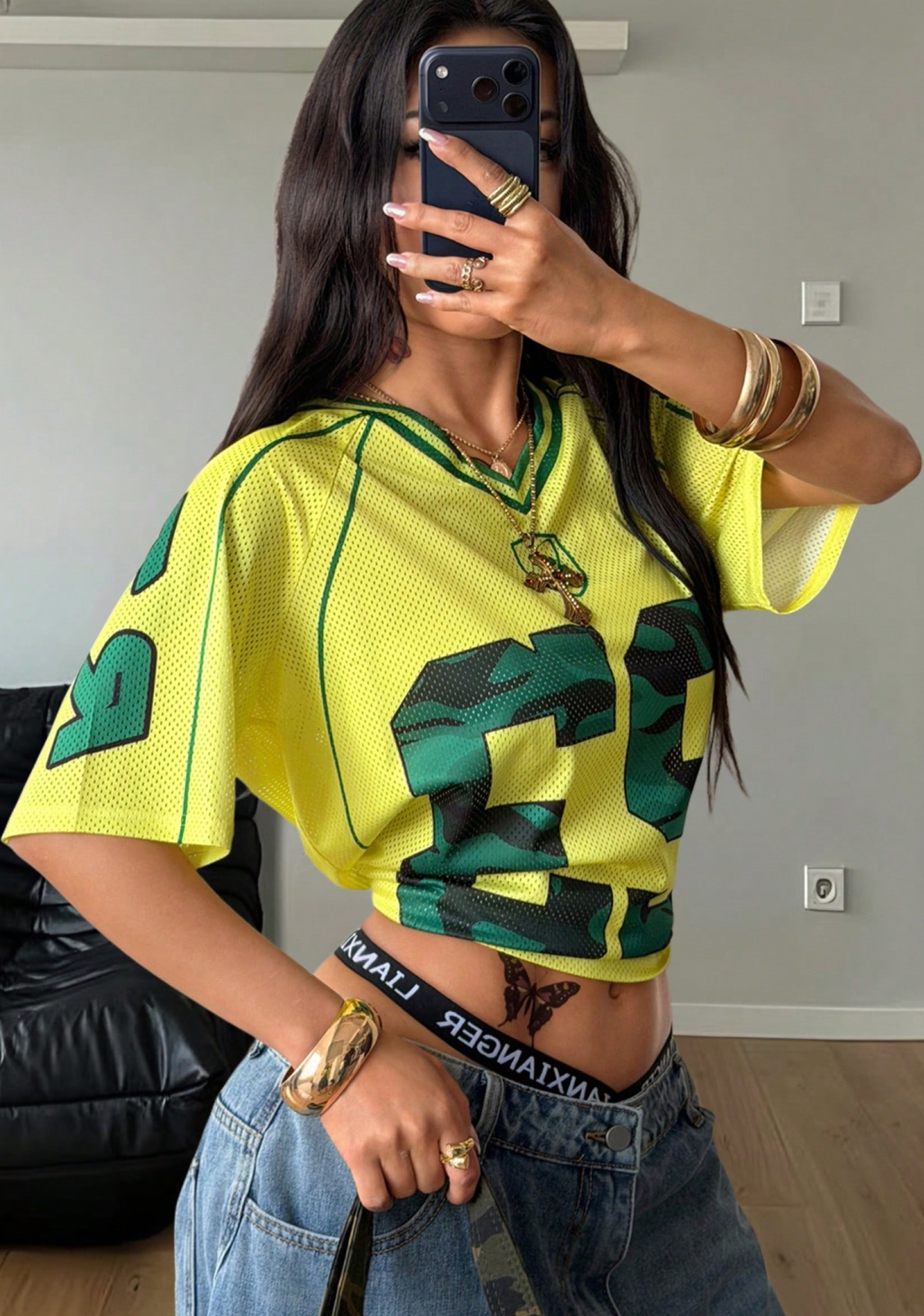 Y2K Multi‑Color Loose  Mesh Jersey Shirts