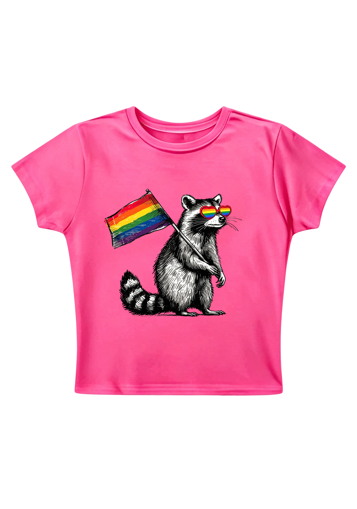 Raccoon Pride Vibes Y2K Baby Tee