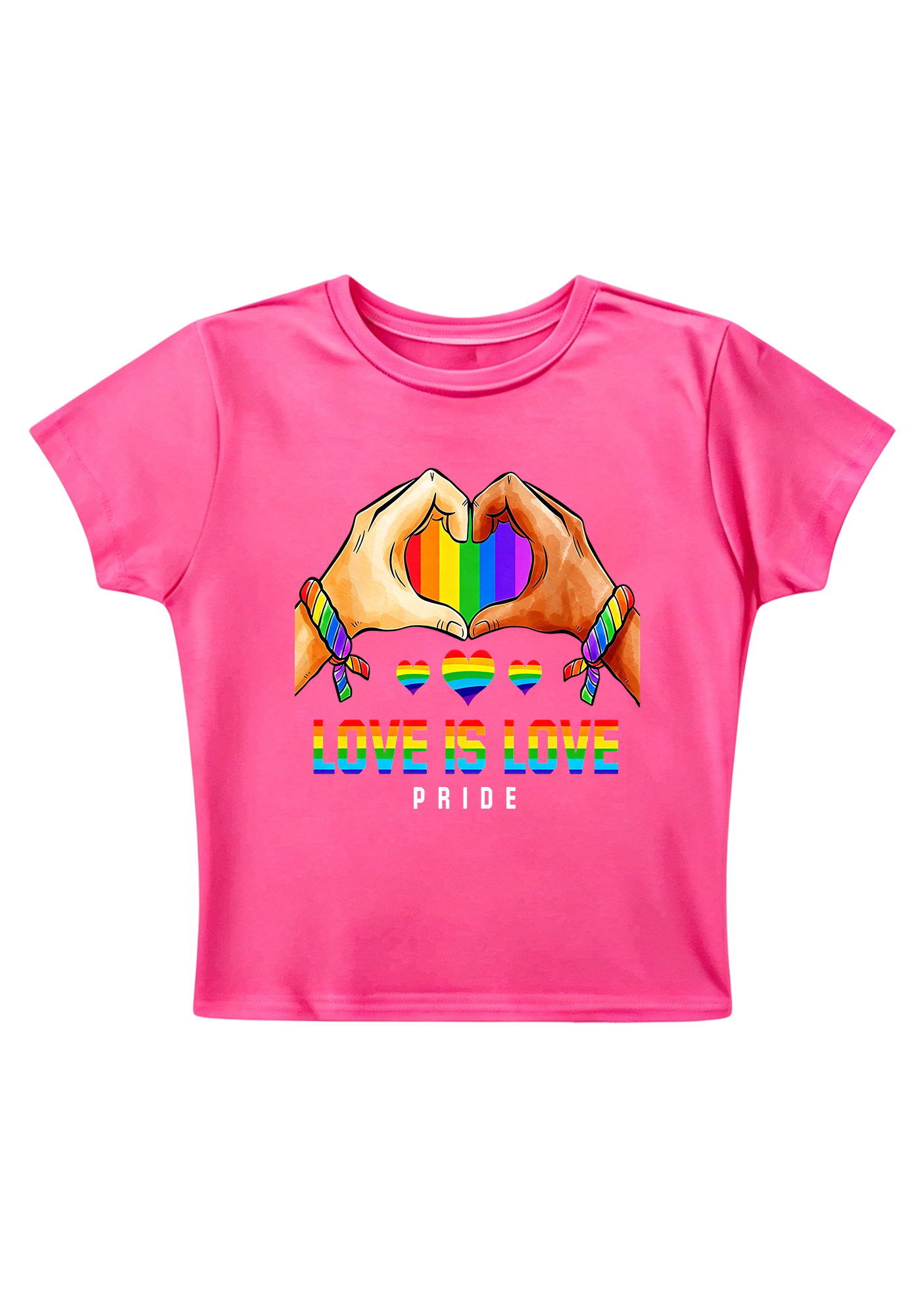 Love Is Love Pride Rainbow Hand Heart Y2K Baby Tee