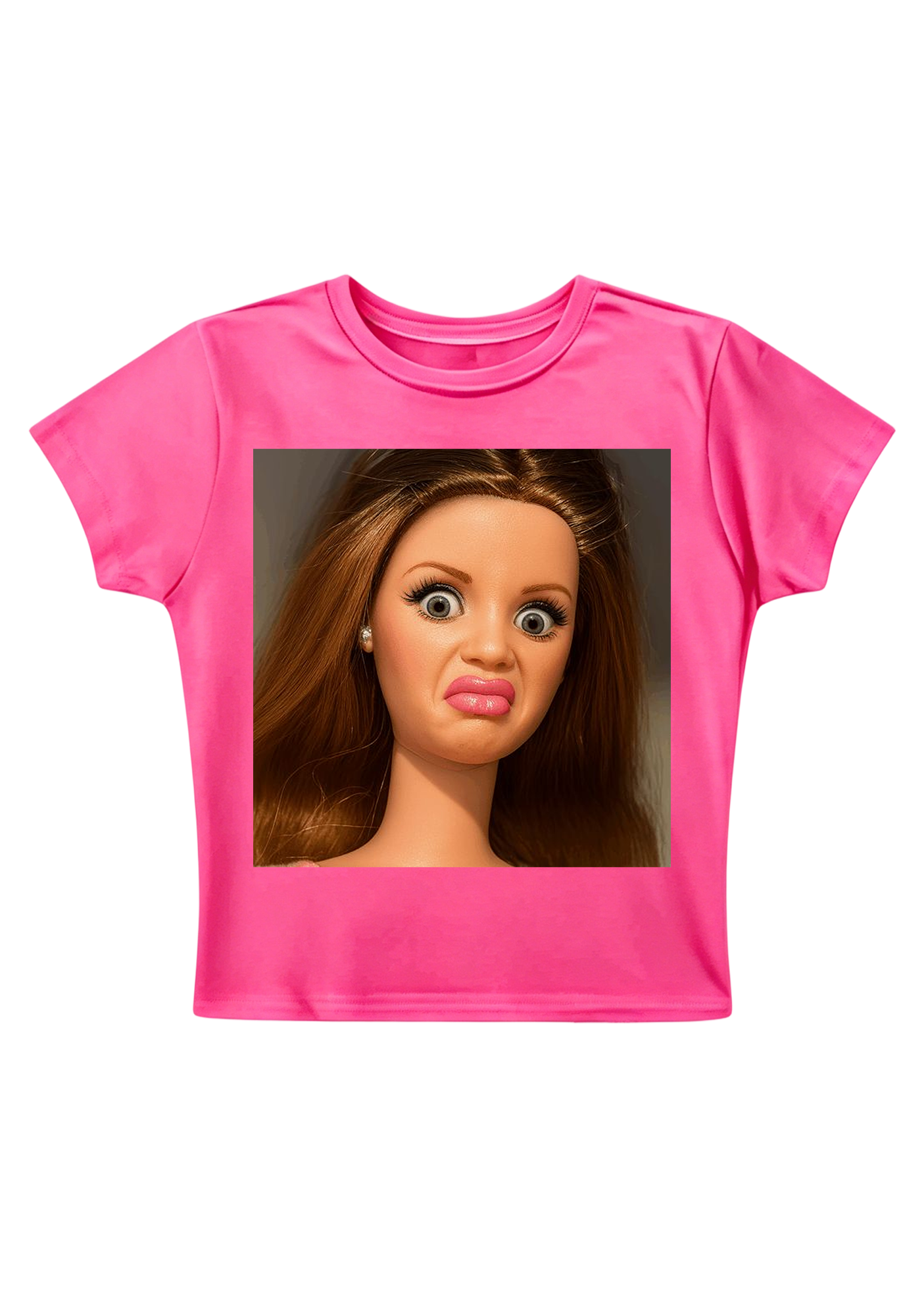 Funny Barbie Doll Pout Face Y2K Baby Tee