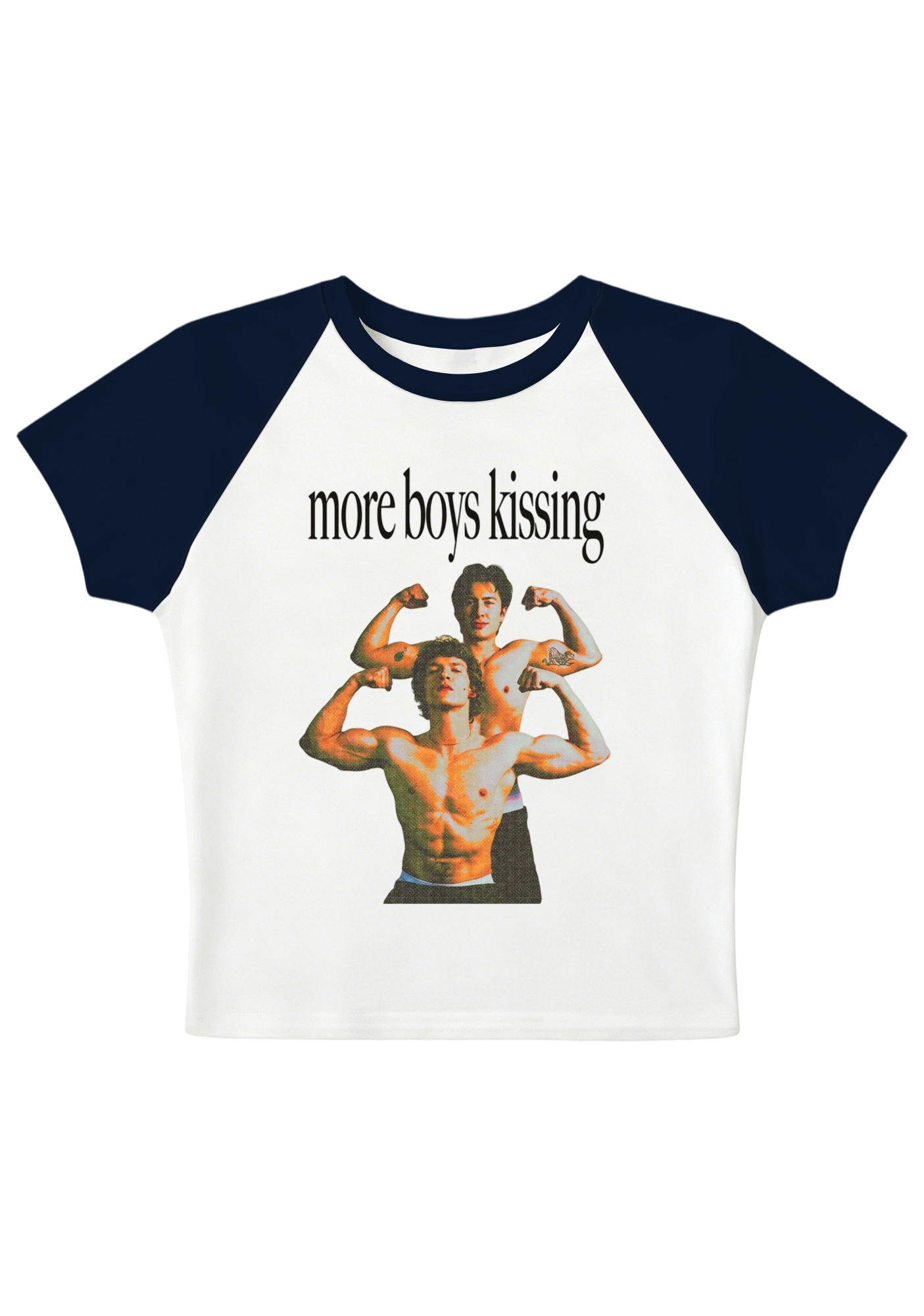 More Boy Kissing Graphic Y2K Baby Tee