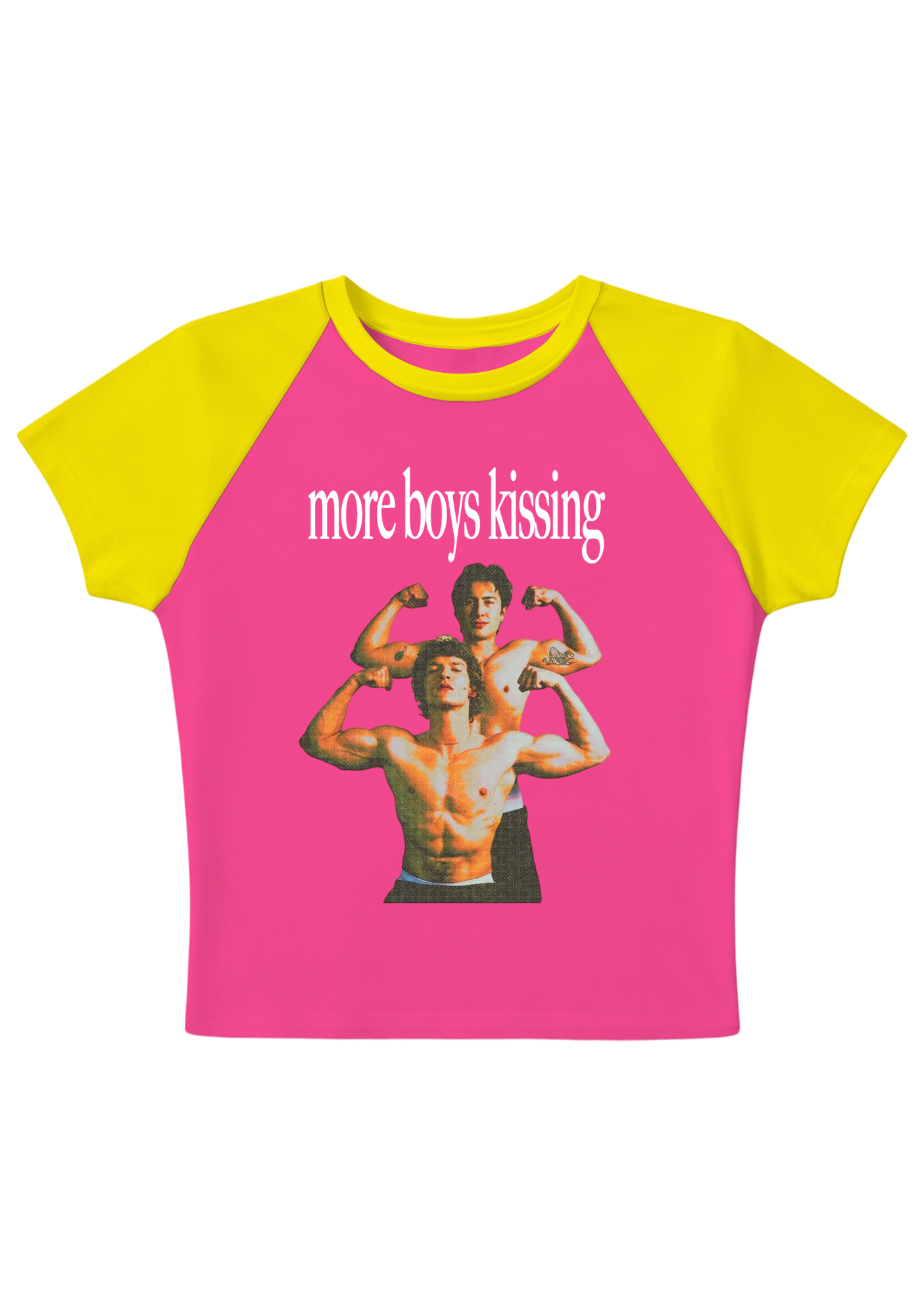 More Boy Kissing Graphic Y2K Baby Tee