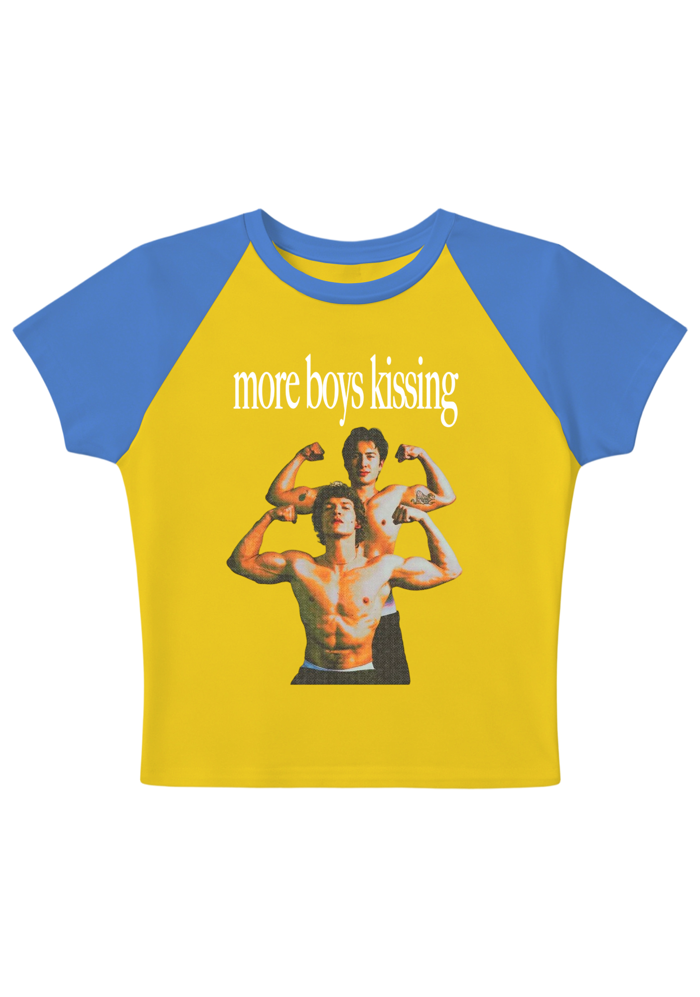 More Boy Kissing Graphic Y2K Baby Tee