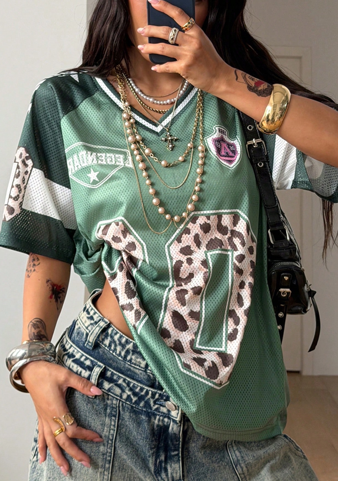 Y2K Multi‑Color Loose  Mesh Jersey Shirts
