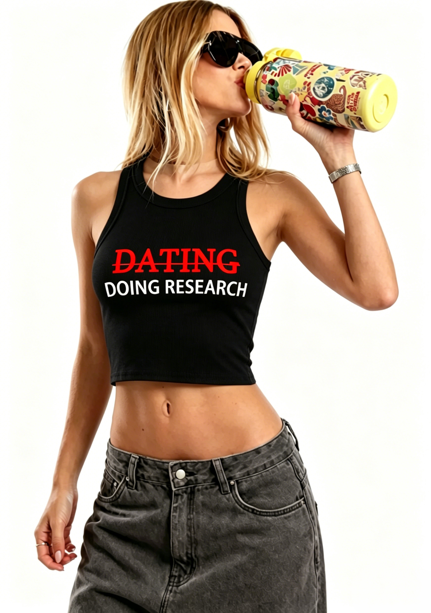Dating Doing Research Y2K Crop Tank Top