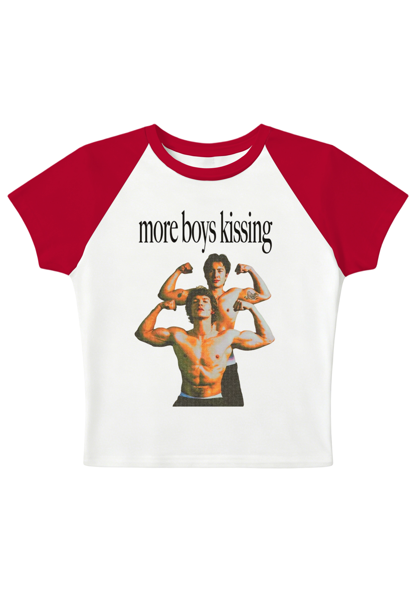 More Boy Kissing Graphic Y2K Baby Tee