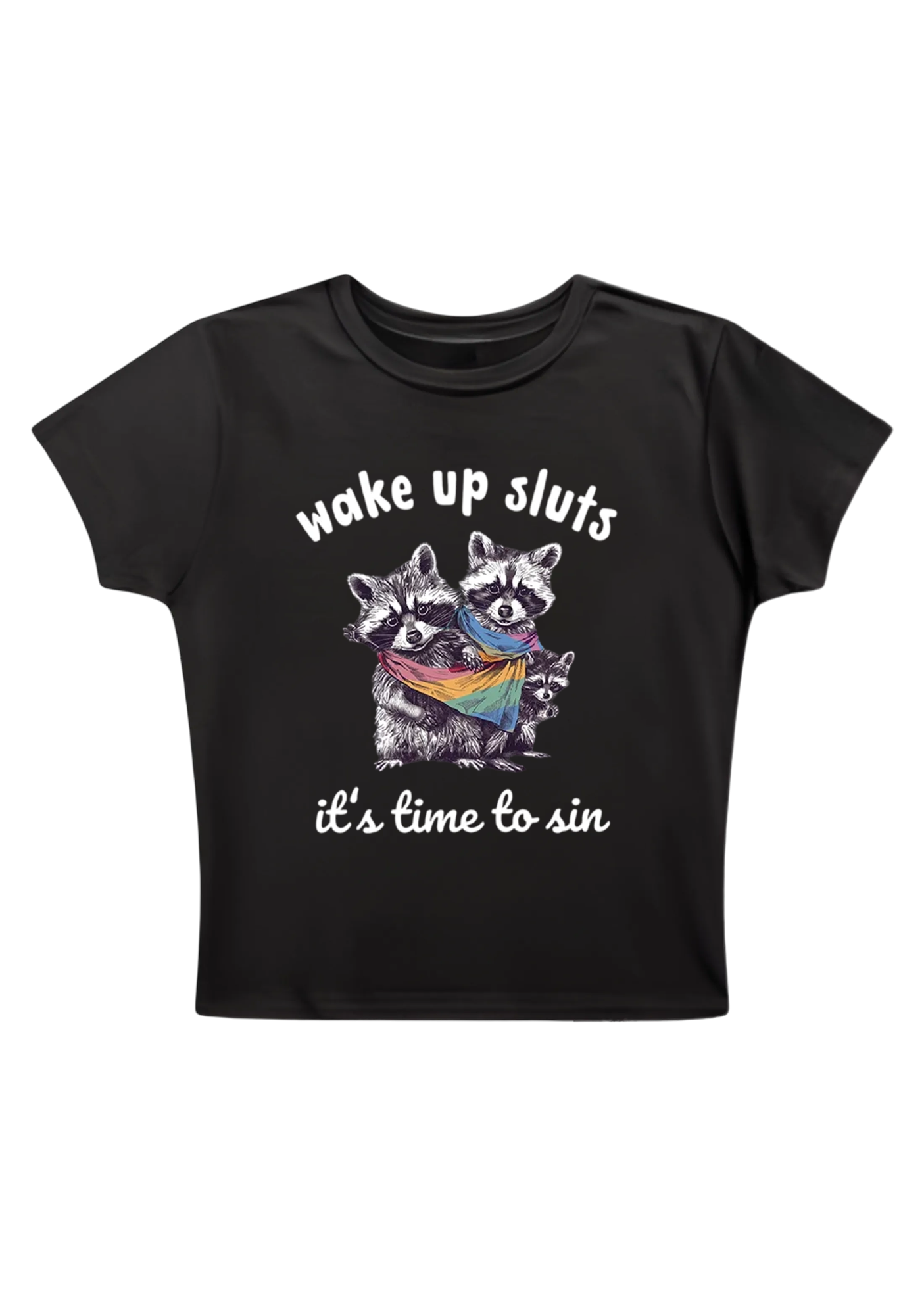 Wake Up Sluts It's Time To Sin Y2K Baby Tee