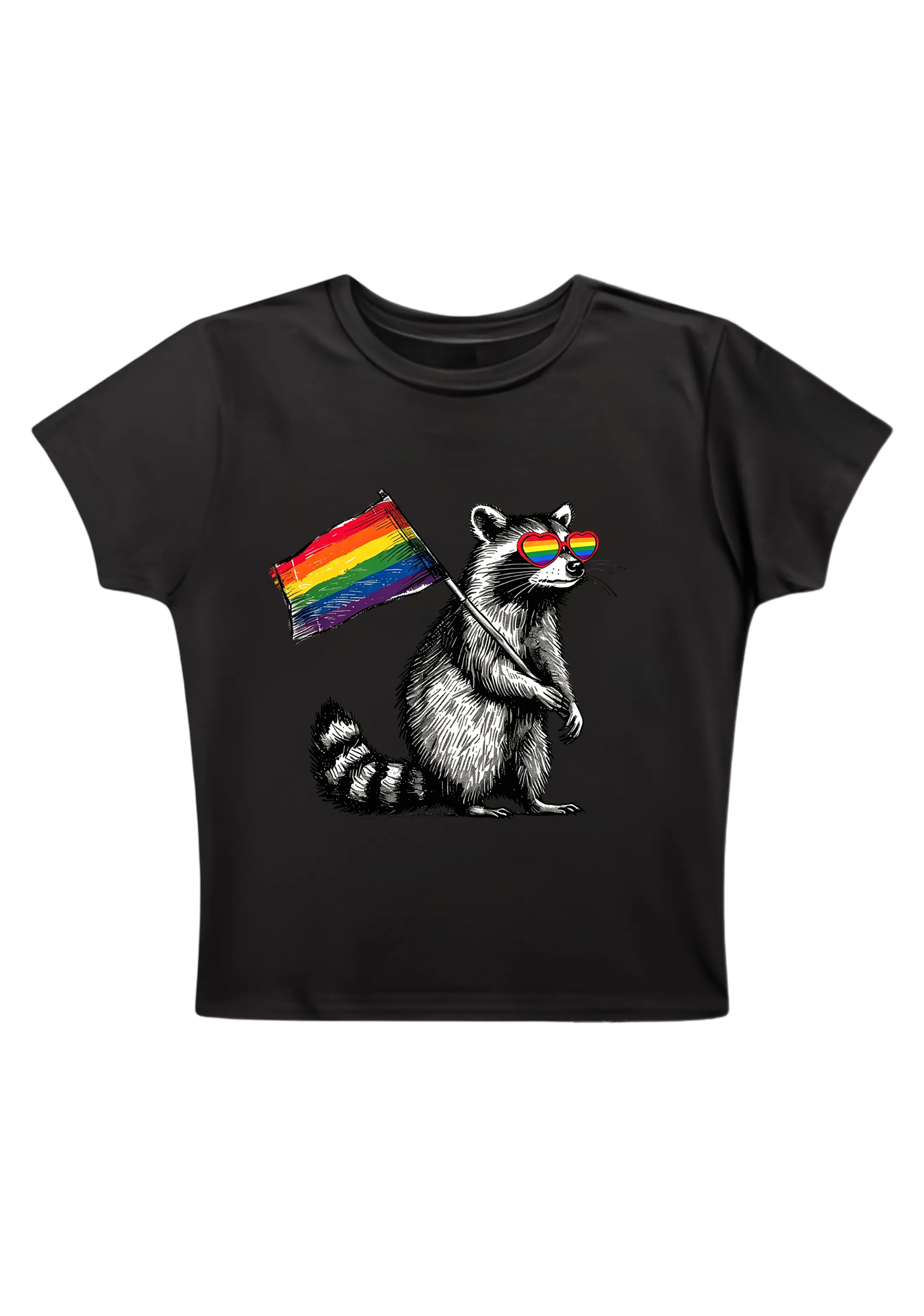 Raccoon Pride Vibes Y2K Baby Tee