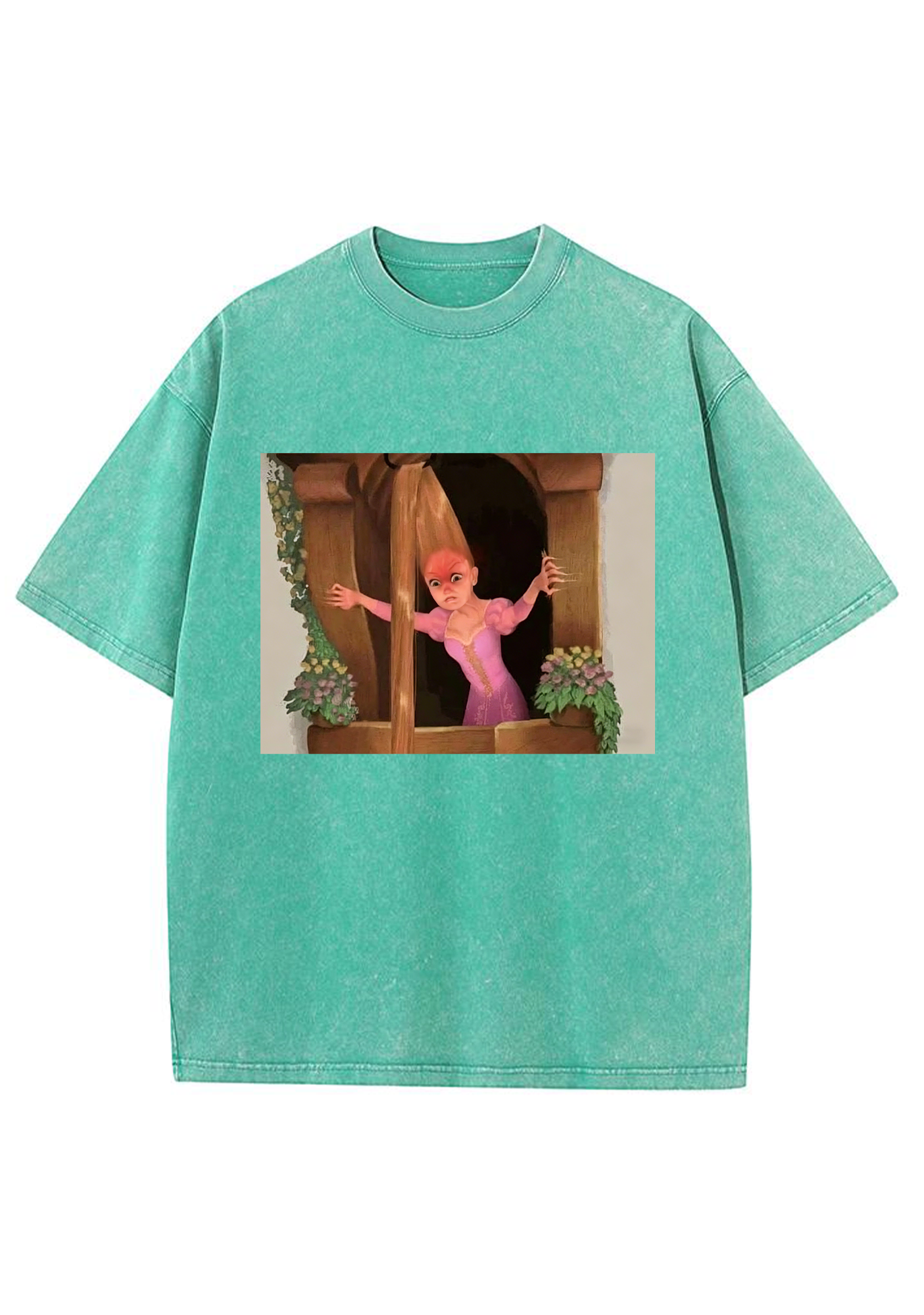 Funny Tangled Rapunzel Hair Tug Face Meme Washed Tee