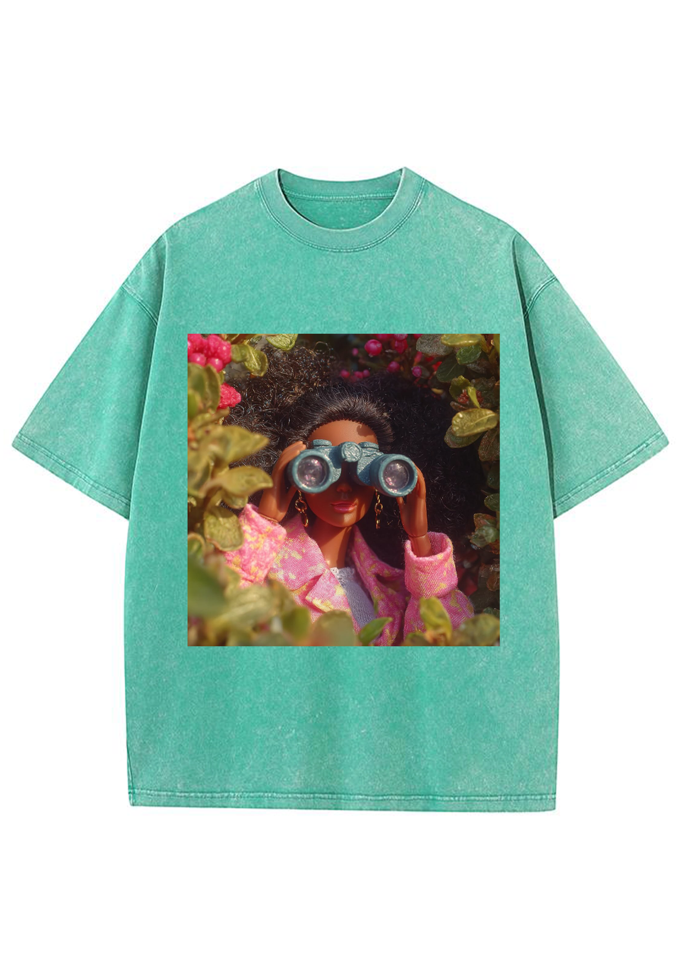 Nature Explorer Black Barbie Binoculars Y2K Washed Tee