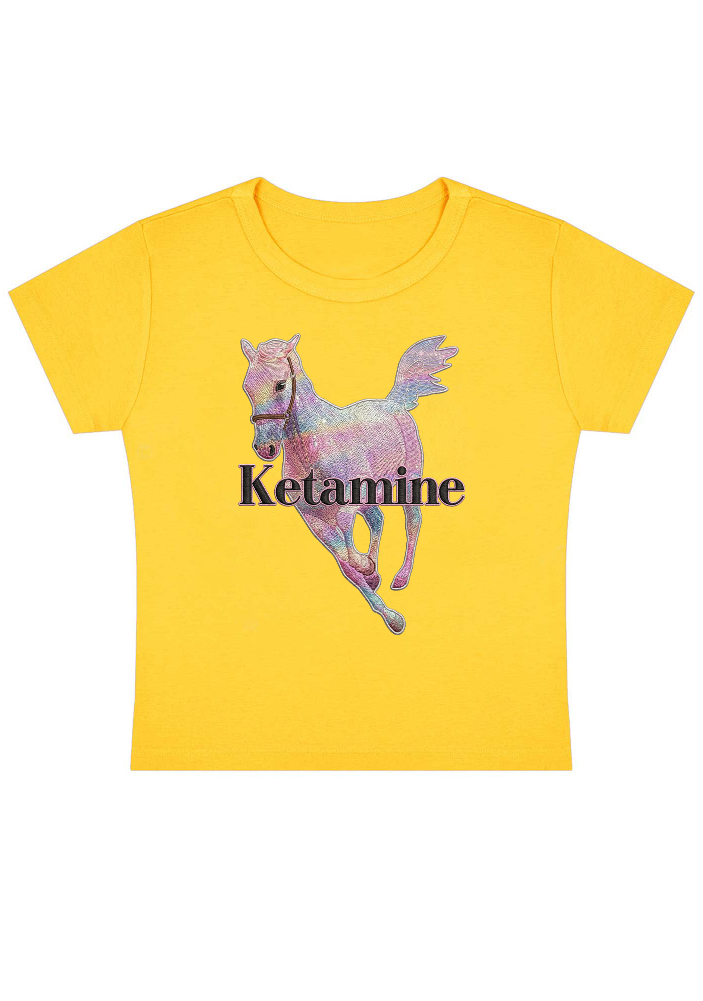 Ketamine Embroidery Y2K Baby Tee