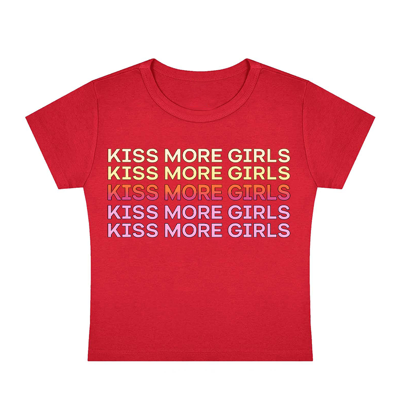 Kiss More Girls Y2K Baby Tee