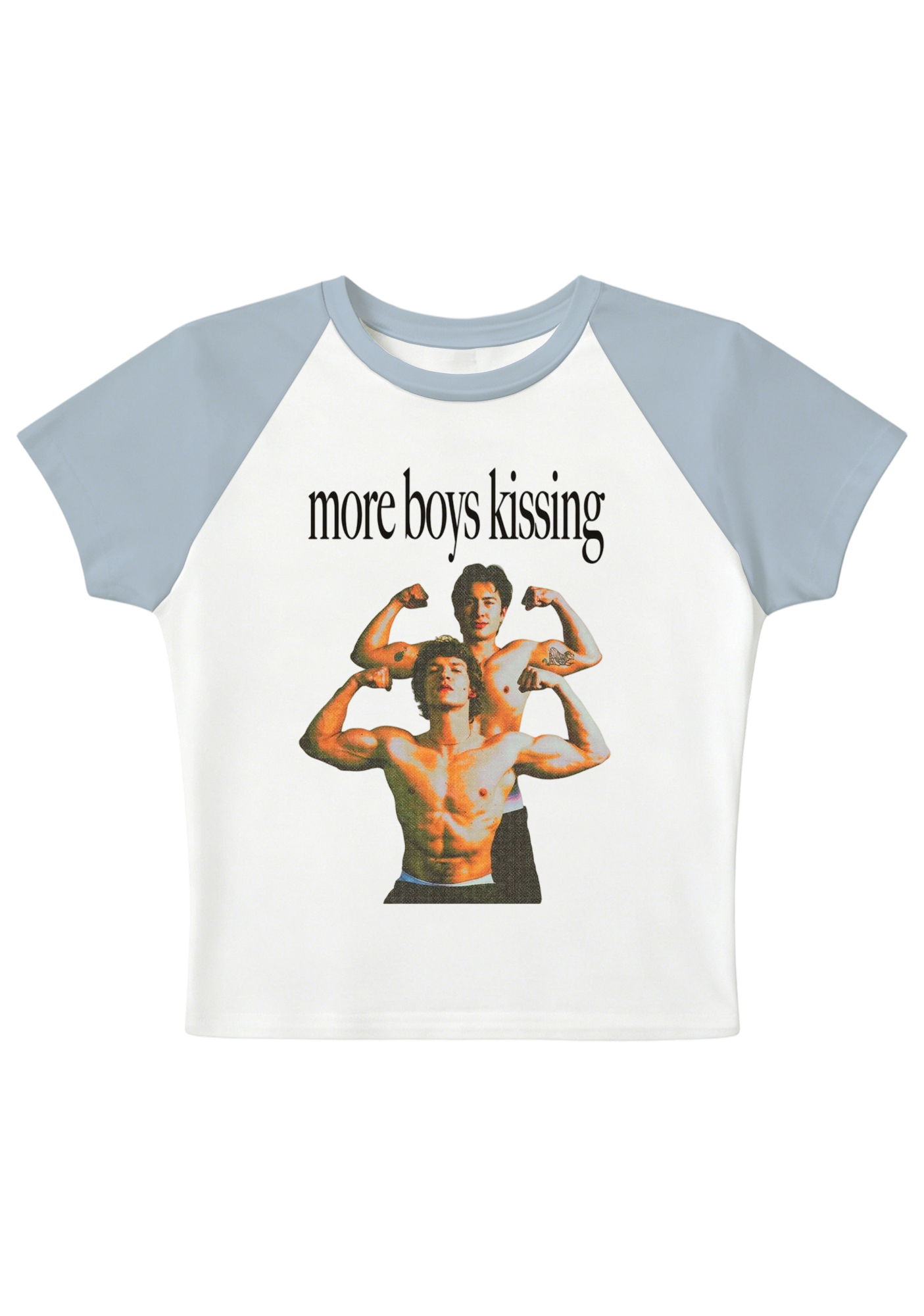More Boy Kissing Graphic Y2K Baby Tee