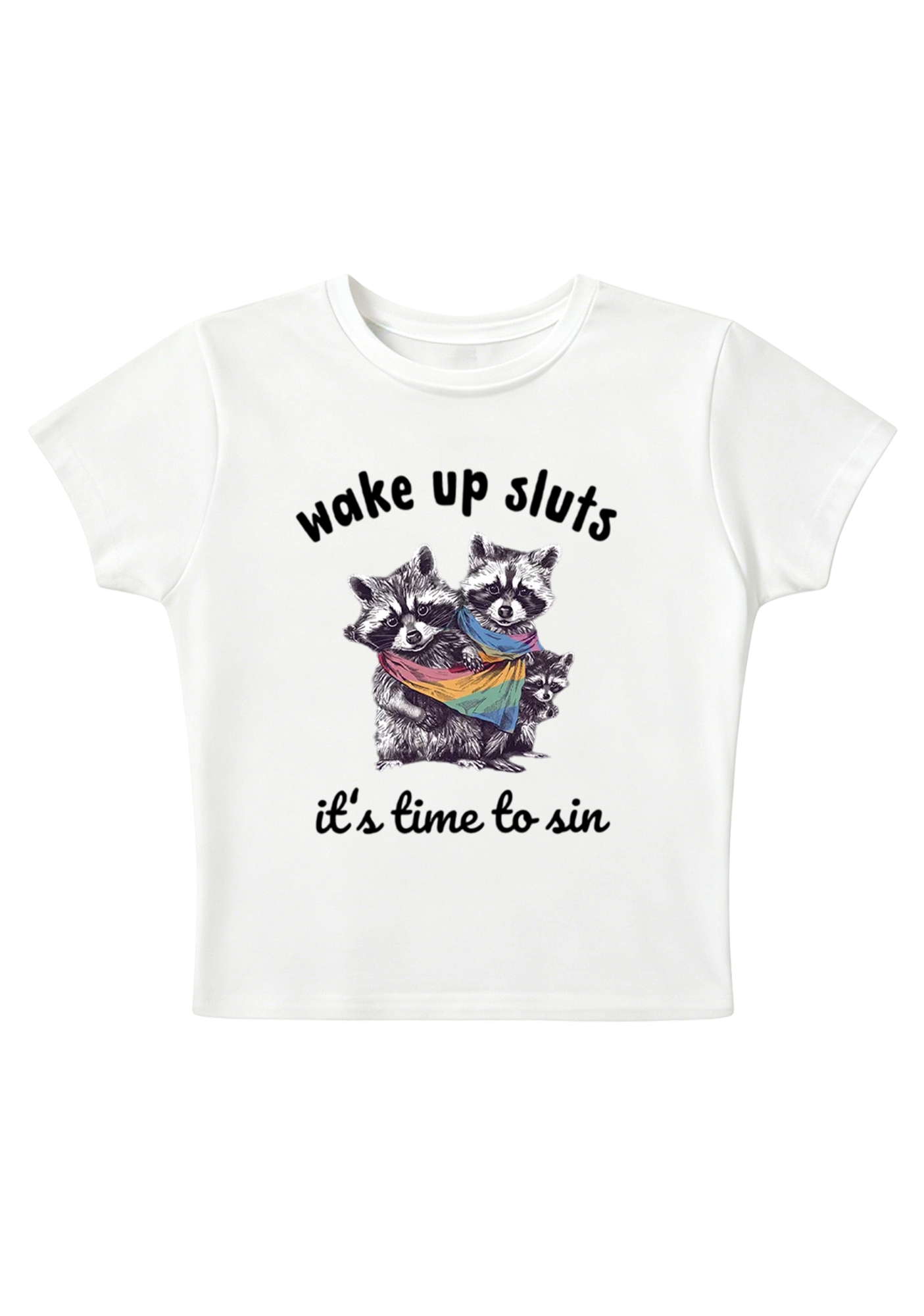 Wake Up Sluts It's Time To Sin Y2K Baby Tee