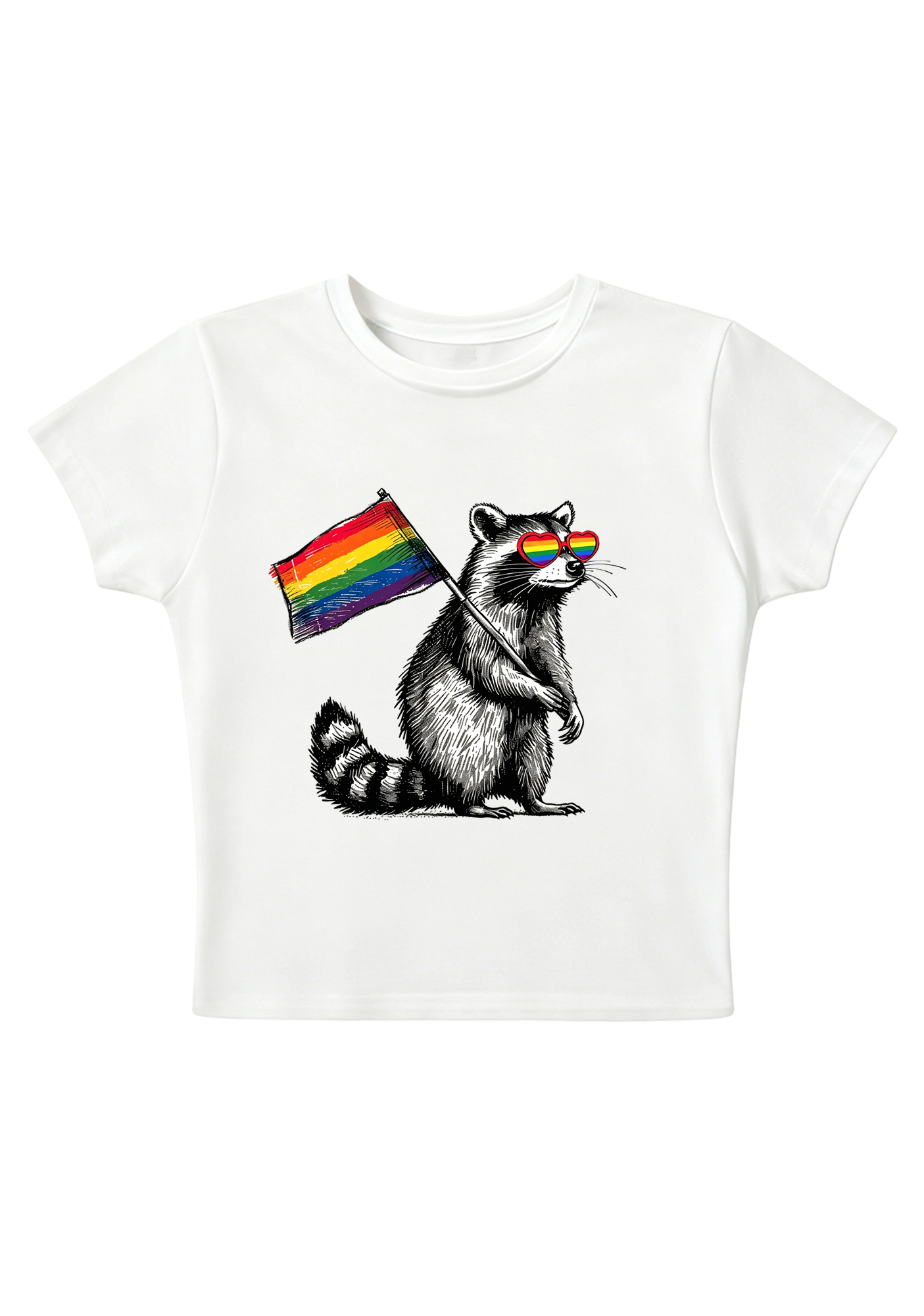 Raccoon Pride Vibes Y2K Baby Tee