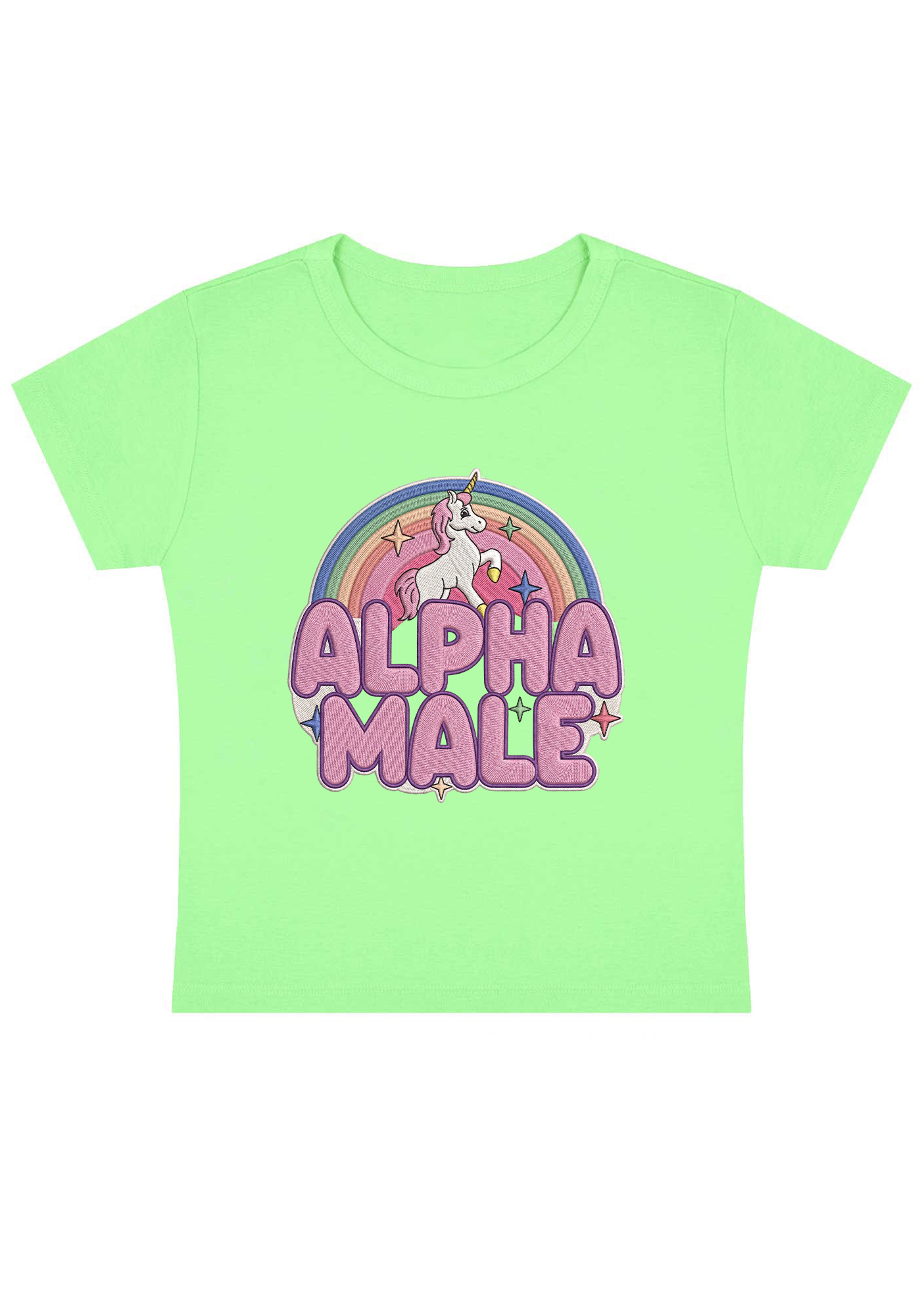 Alpha Male Embroidery Y2K Baby Tee