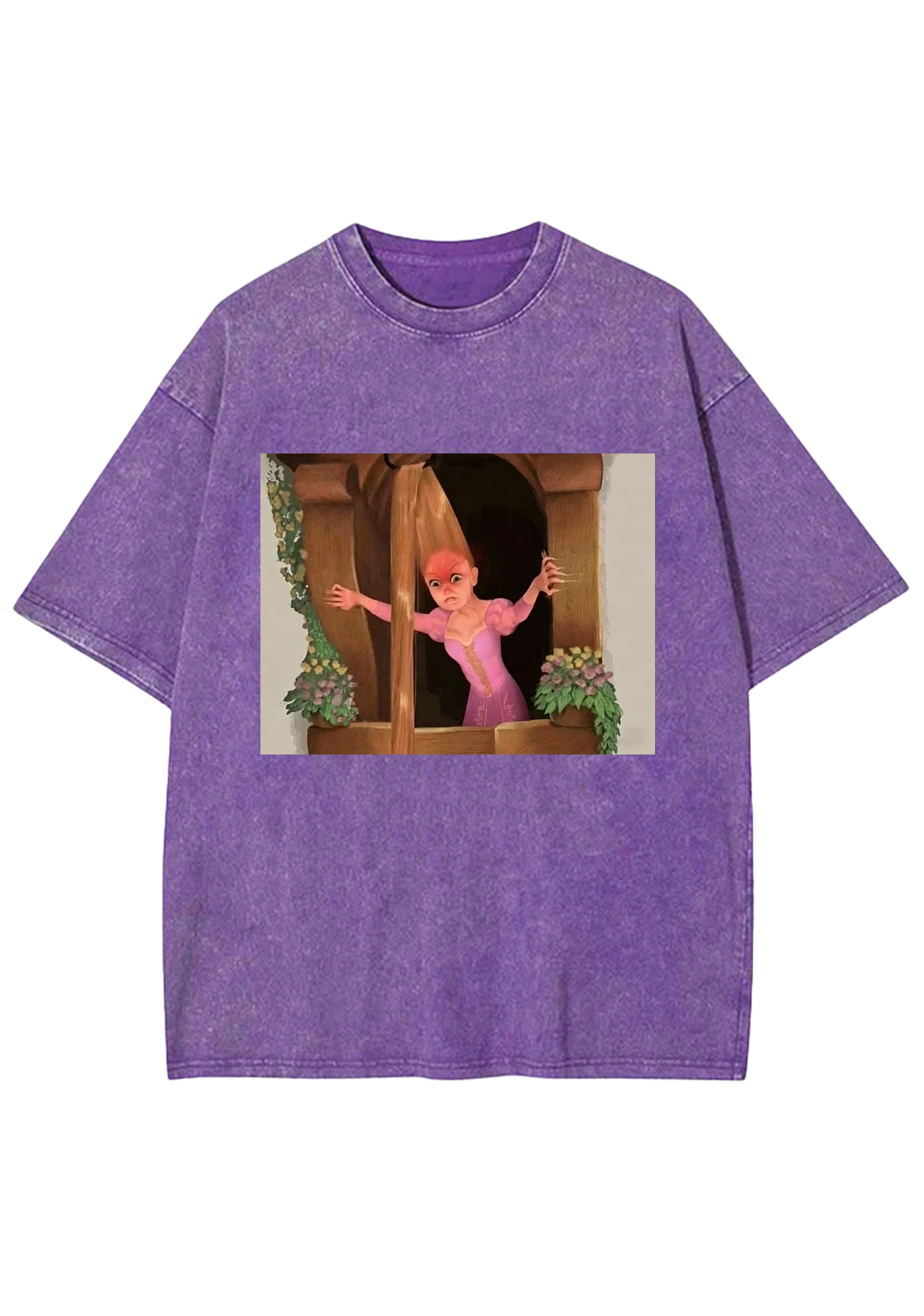 Funny Tangled Rapunzel Hair Tug Face Meme Washed Tee