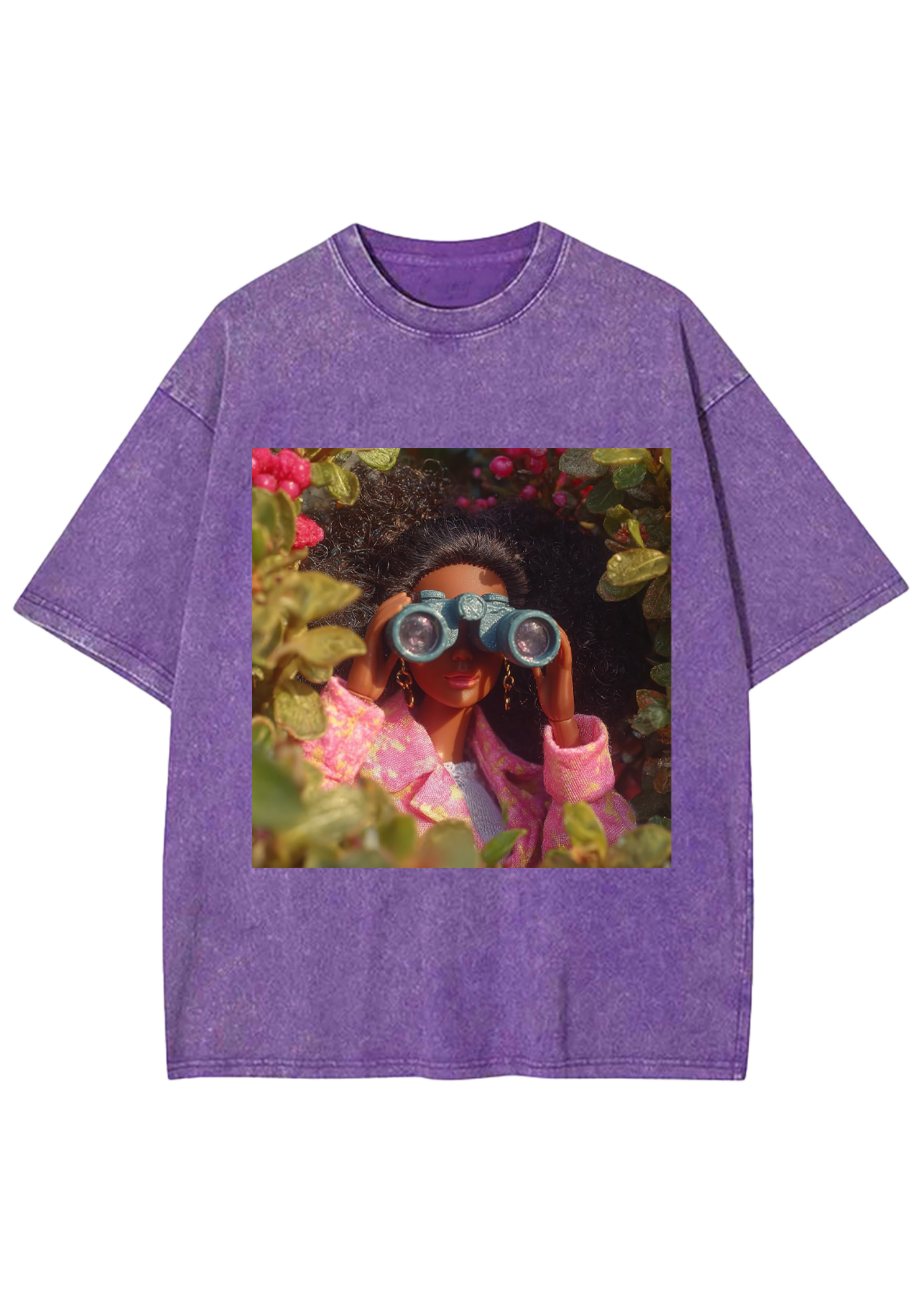 Nature Explorer Black Barbie Binoculars Y2K Washed Tee