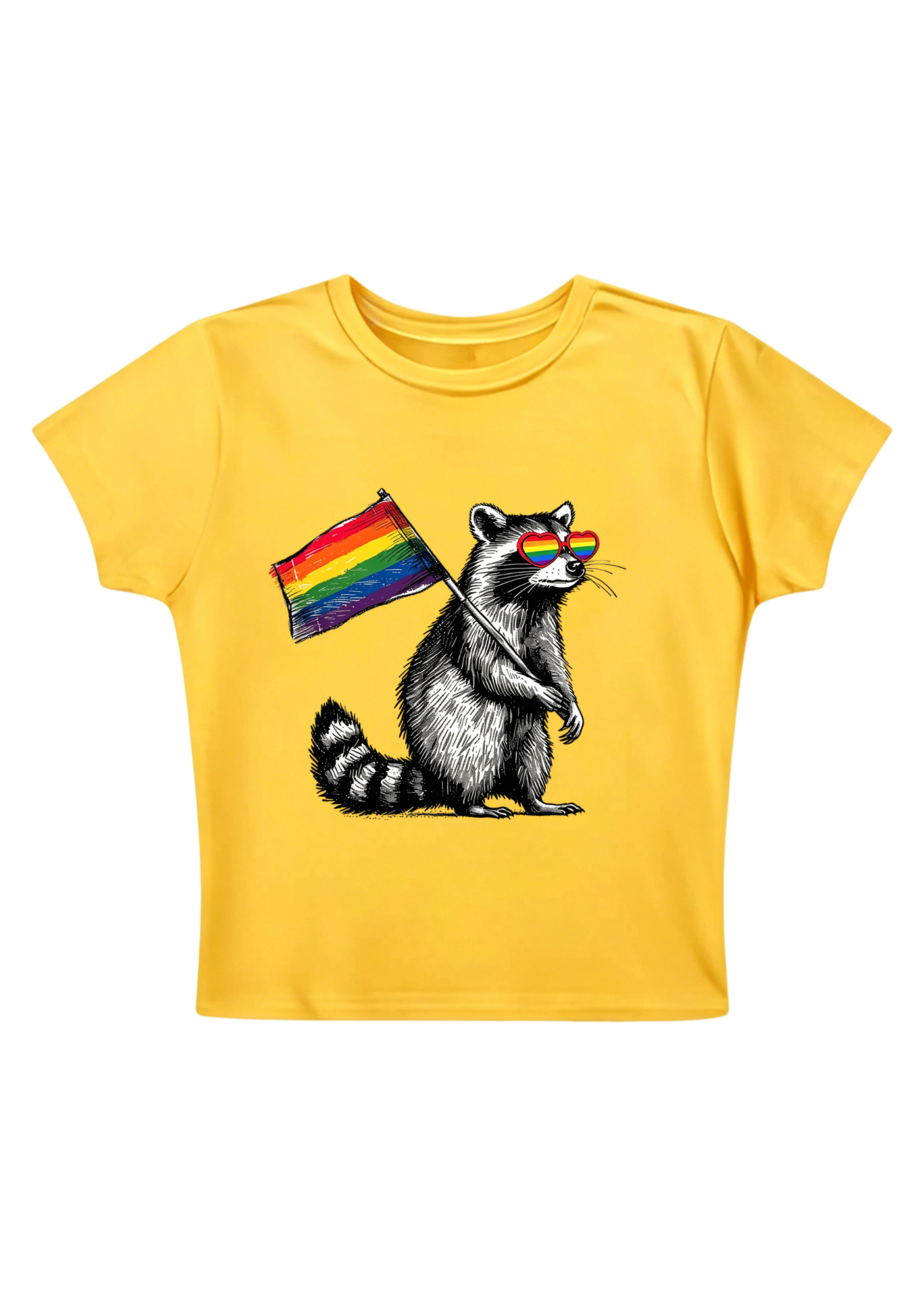 Raccoon Pride Vibes Y2K Baby Tee