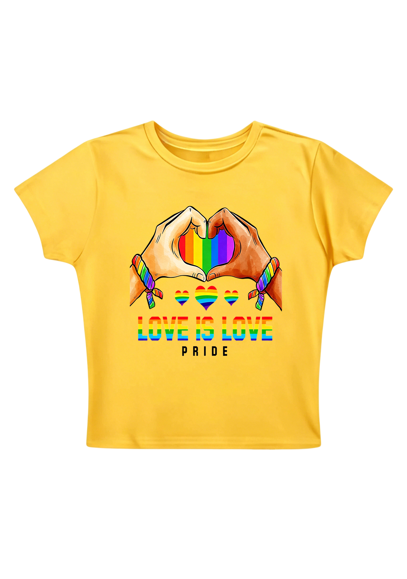 Love Is Love Pride Rainbow Hand Heart Y2K Baby Tee
